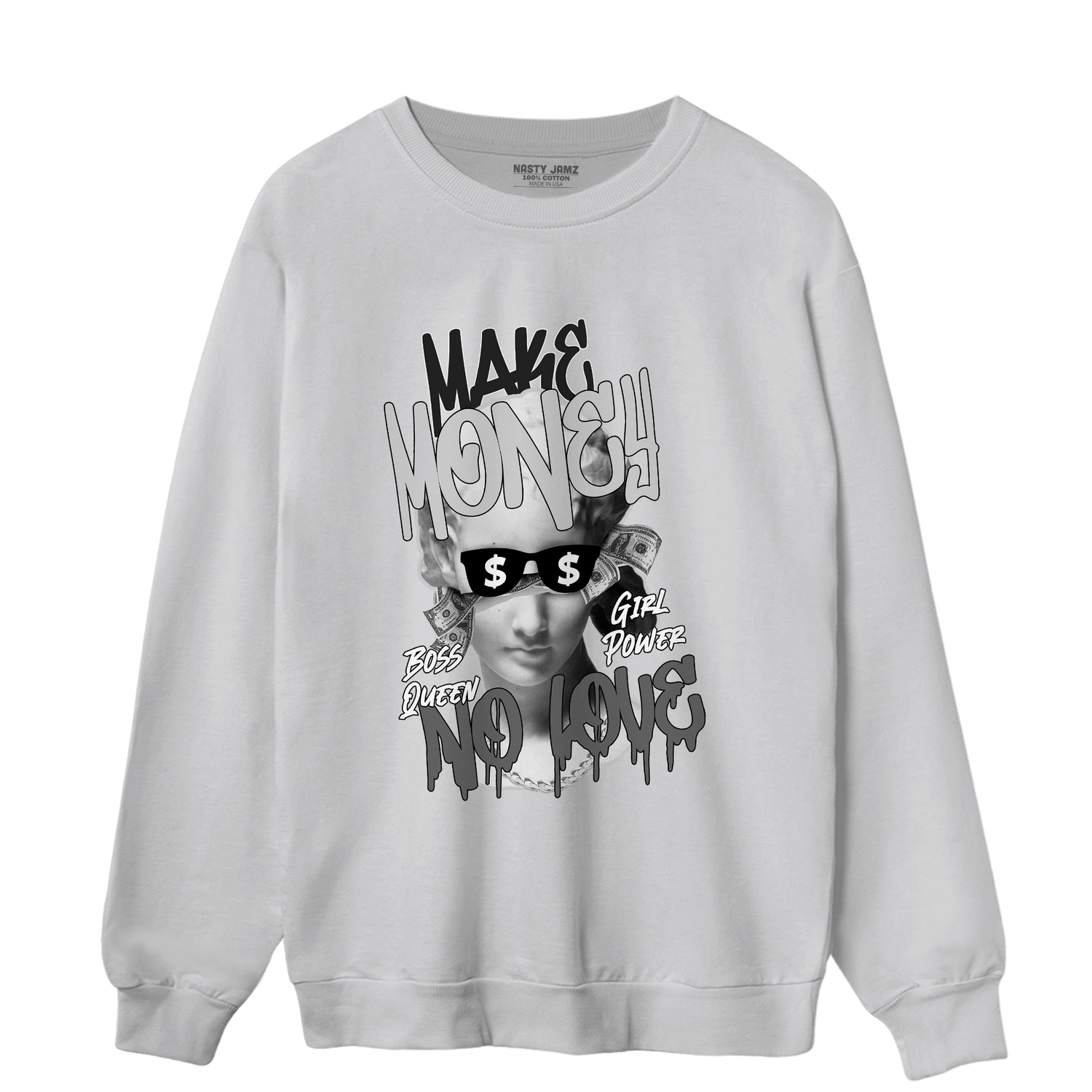 Retro High OG Black White 1s Sweatshirt Match Make Money No Love - NastyJamz