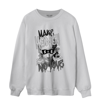Retro High OG Black White 1s Sweatshirt Match Make Money No Love - NastyJamz