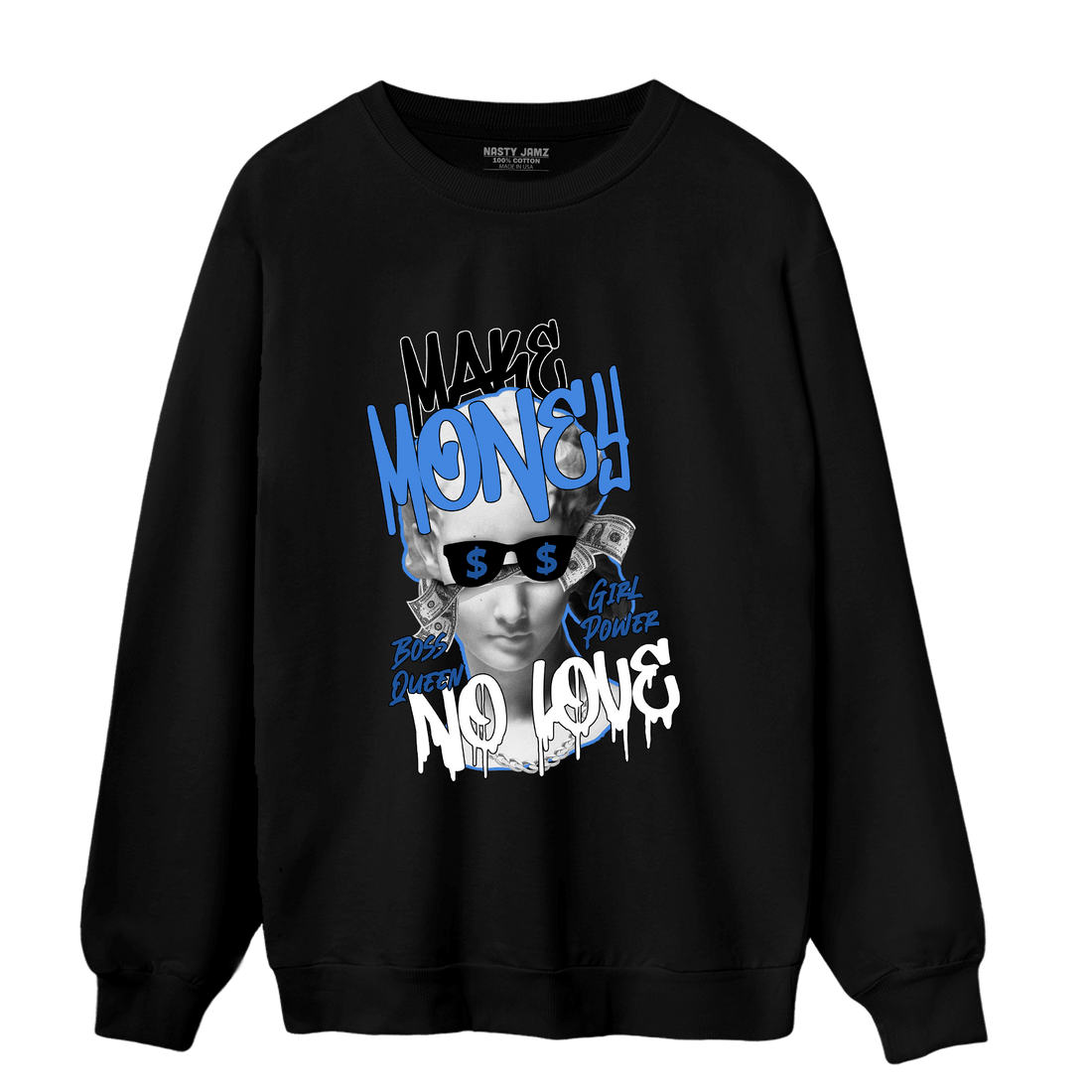 University Blue Toe 1s Sweatshirt Match Make Money No Love - NastyJamz