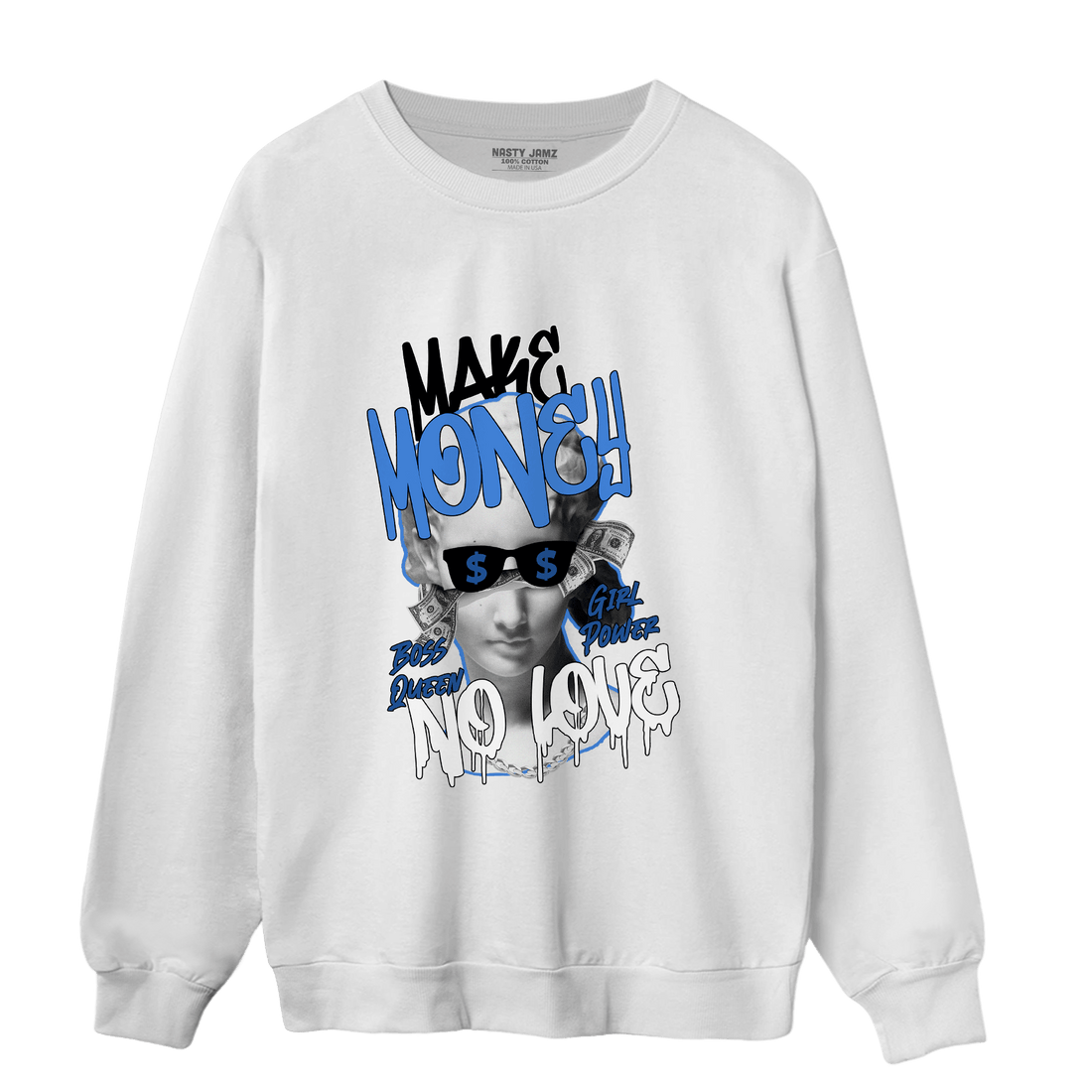 University Blue Toe 1s Sweatshirt Match Make Money No Love - NastyJamz