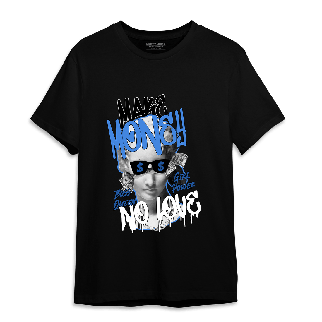 University Blue Toe 1s T Shirt Match Make Money No Love - NastyJamz