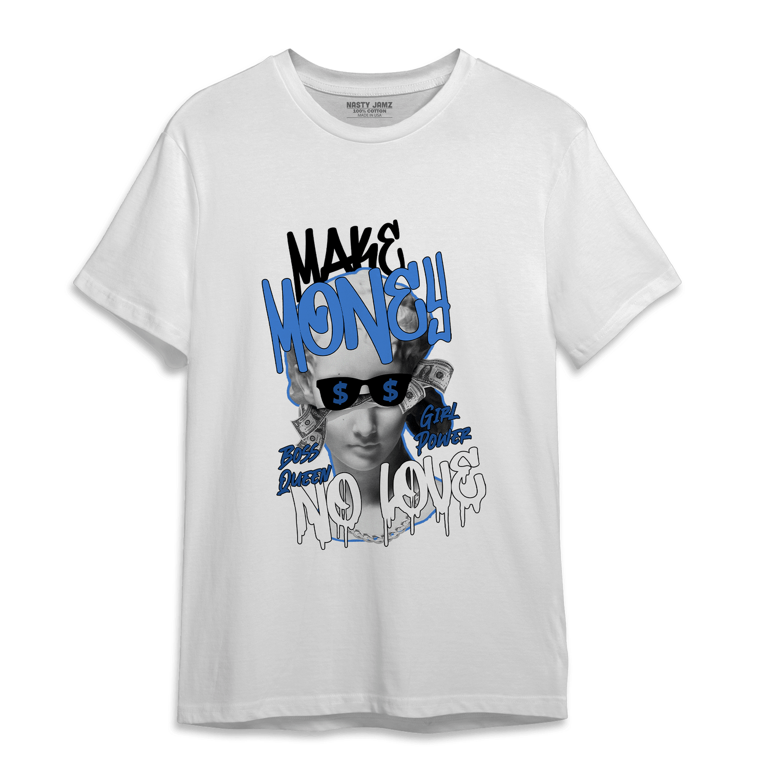 University Blue Toe 1s T Shirt Match Make Money No Love - NastyJamz