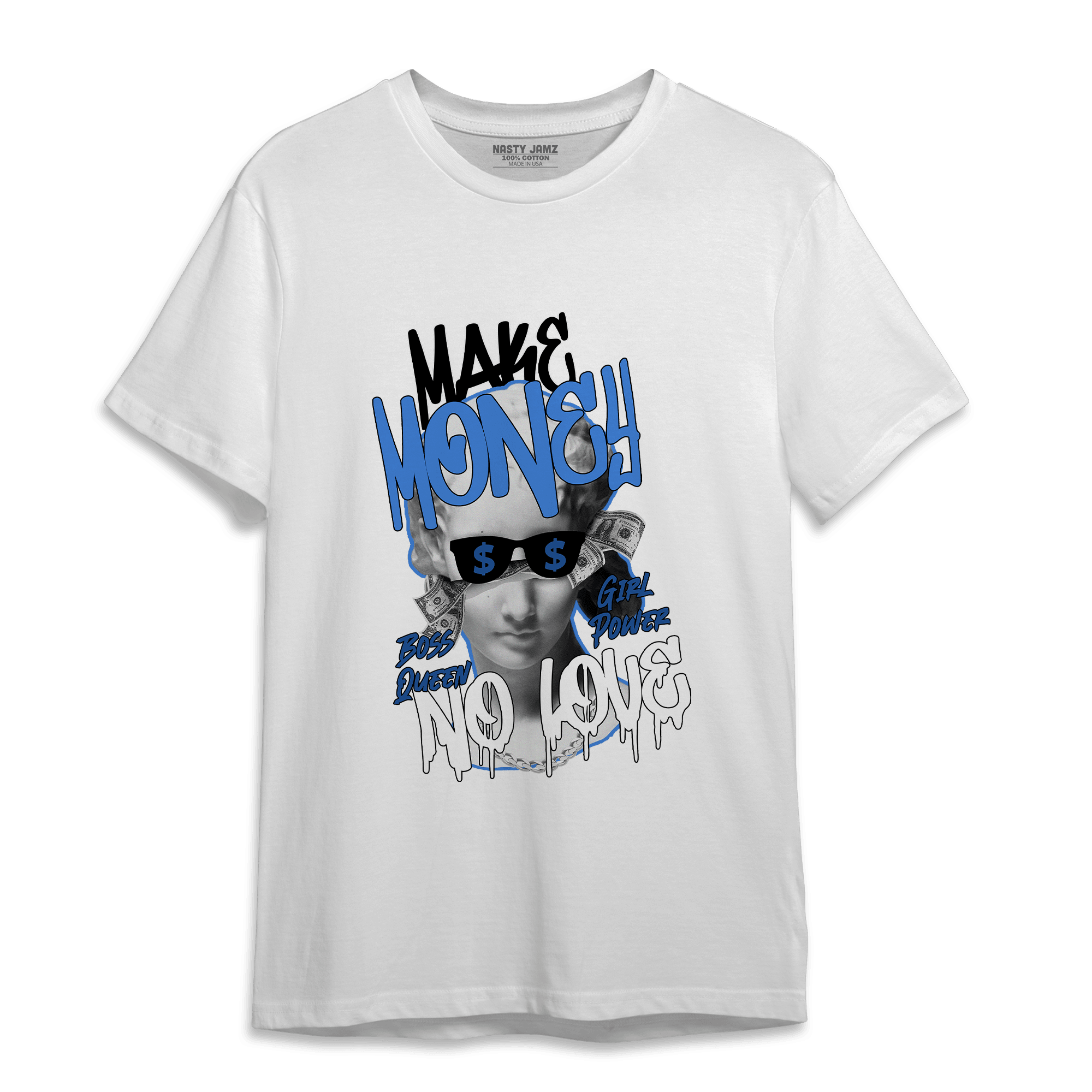 University Blue Toe 1s T Shirt Match Make Money No Love - NastyJamz