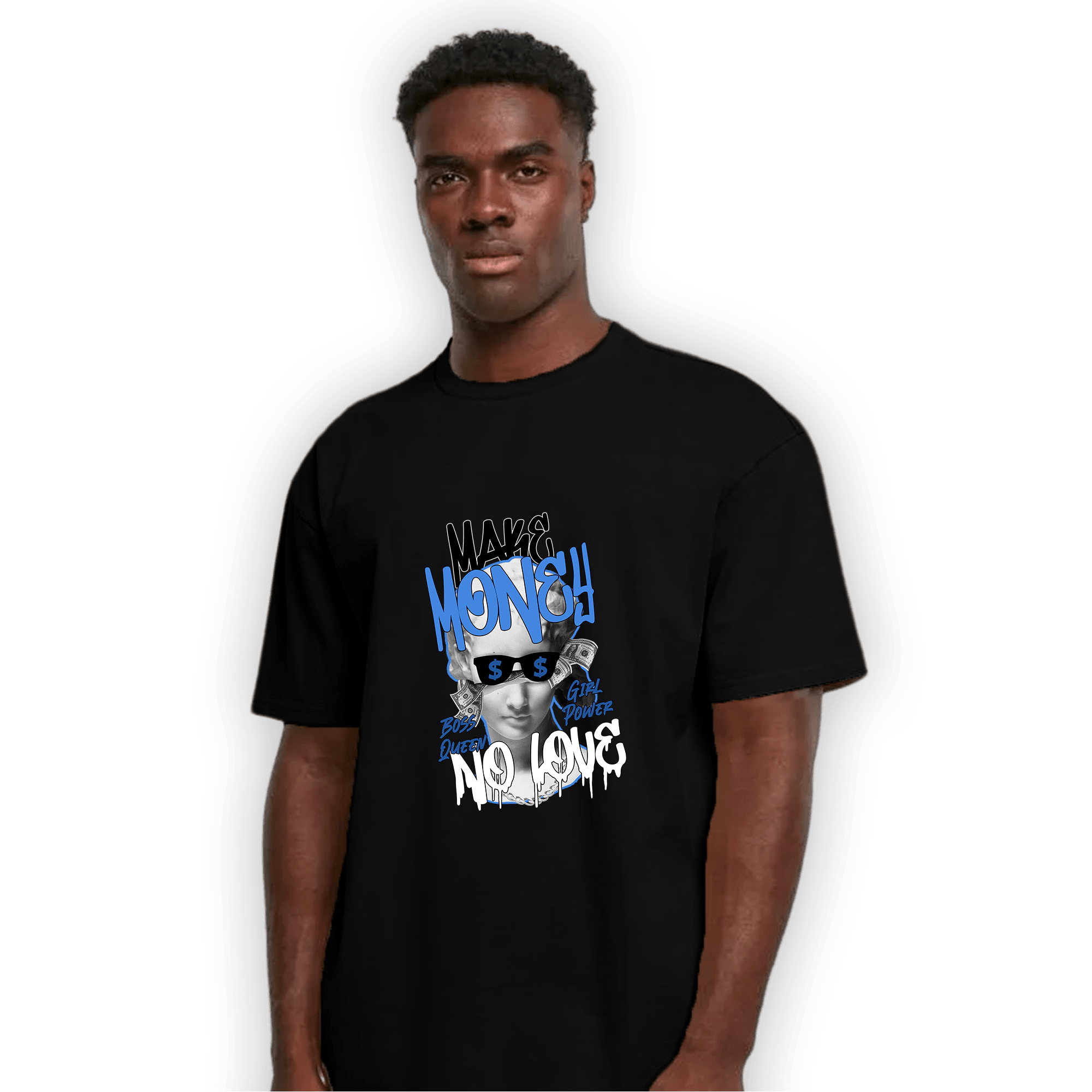 University Blue Toe 1s T Shirt Match Make Money No Love - NastyJamz