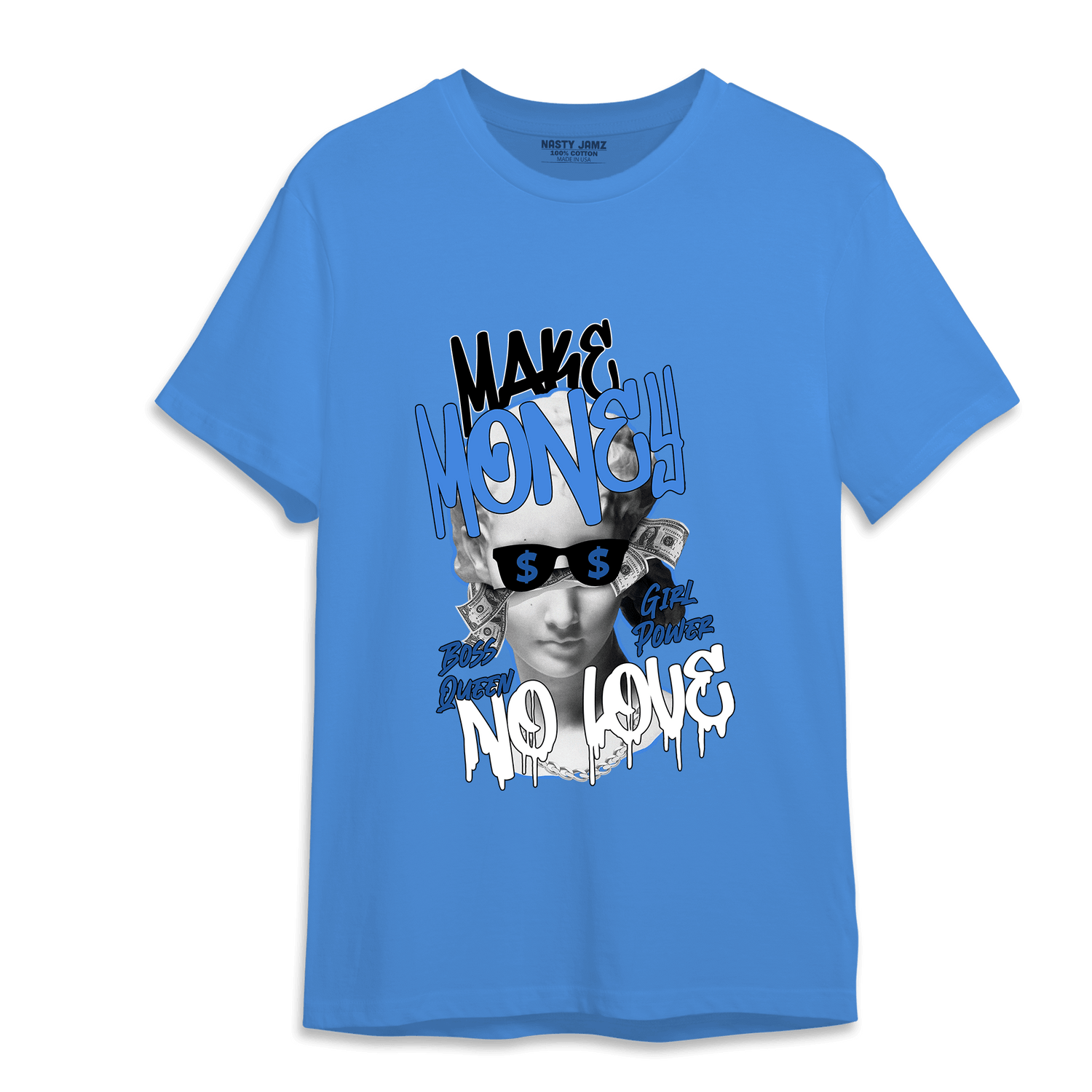 University Blue Toe 1s T Shirt Match Make Money No Love - NastyJamz