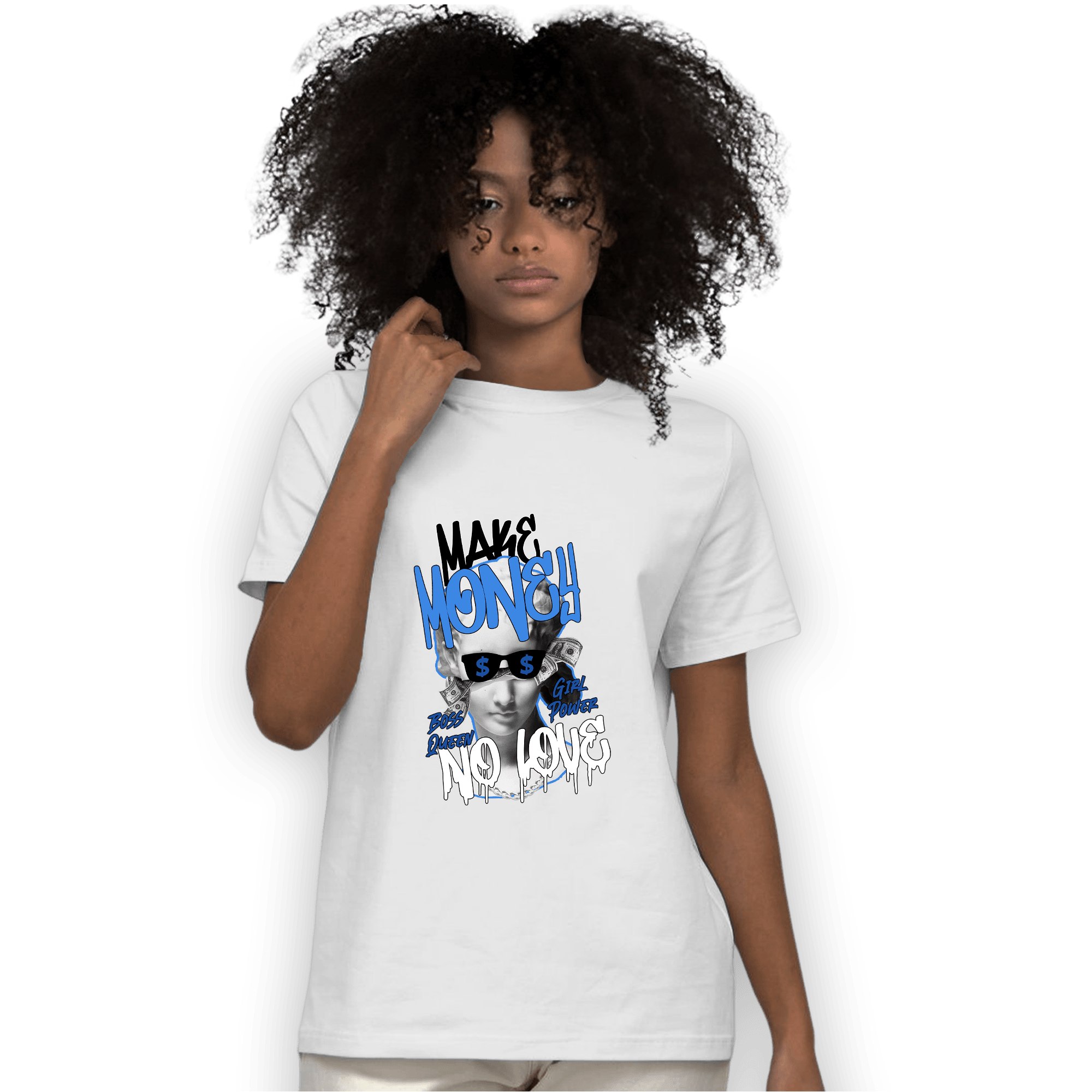 University Blue Toe 1s T Shirt Match Make Money No Love - NastyJamz