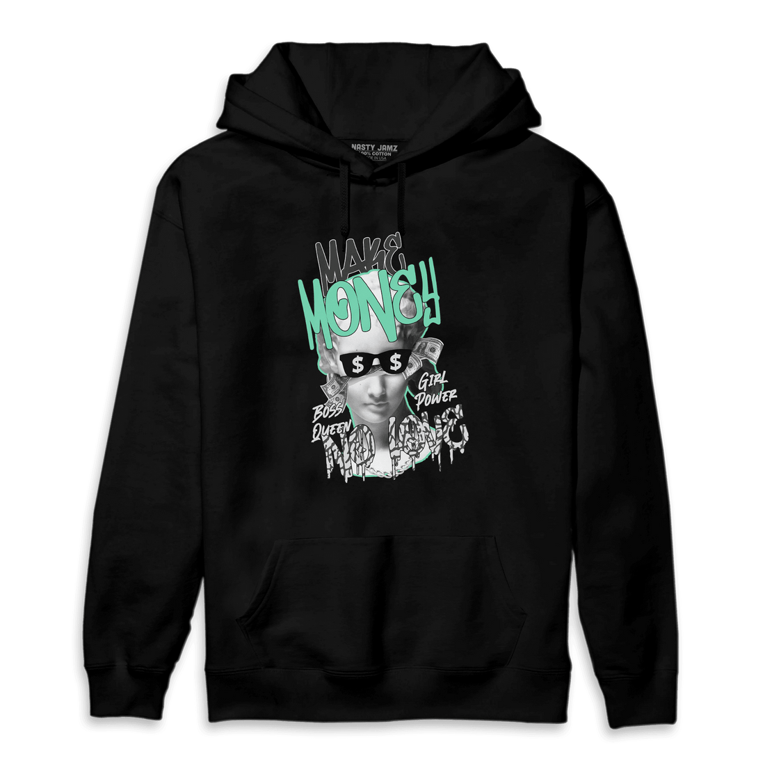 Green Glow 3s Hoodie Match Make Money No Love - NastyJamz