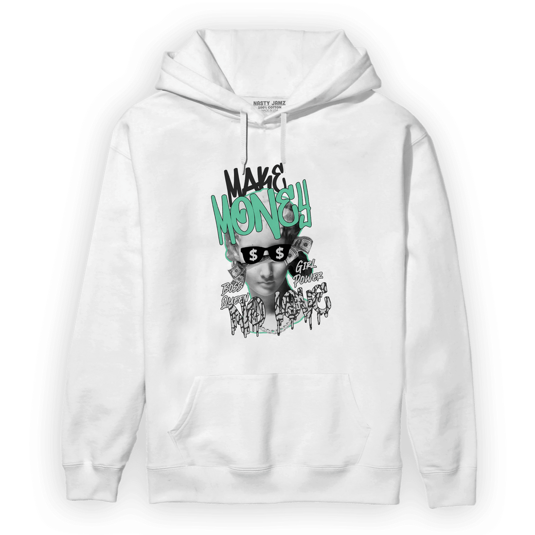 Green Glow 3s Hoodie Match Make Money No Love - NastyJamz