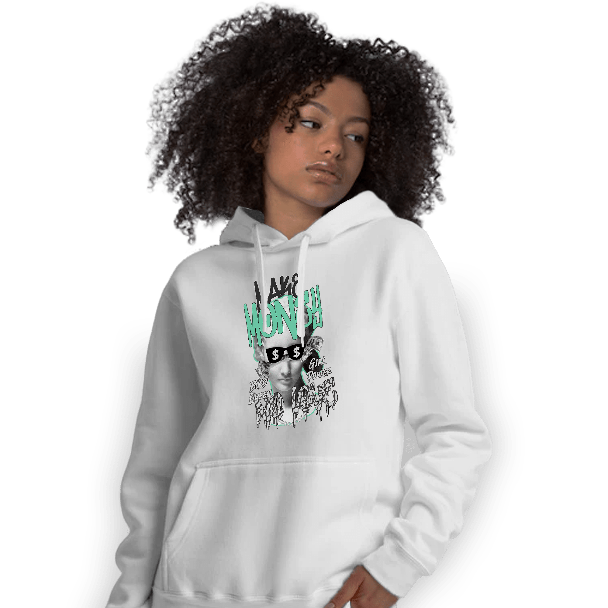 Green Glow 3s Hoodie Match Make Money No Love - NastyJamz