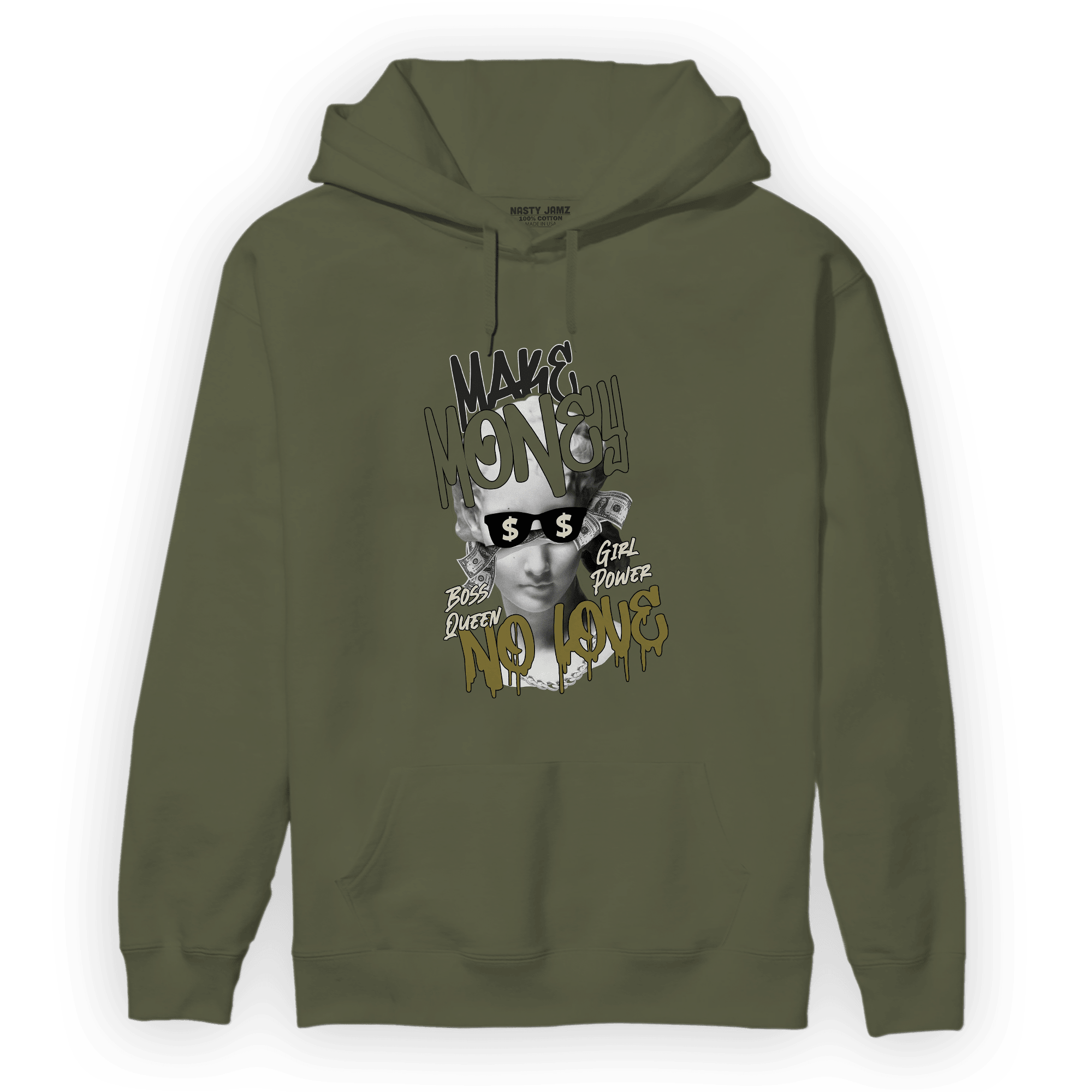 SE Craft Medium Olive 4s Hoodie Match Make Money No Love - NastyJamz