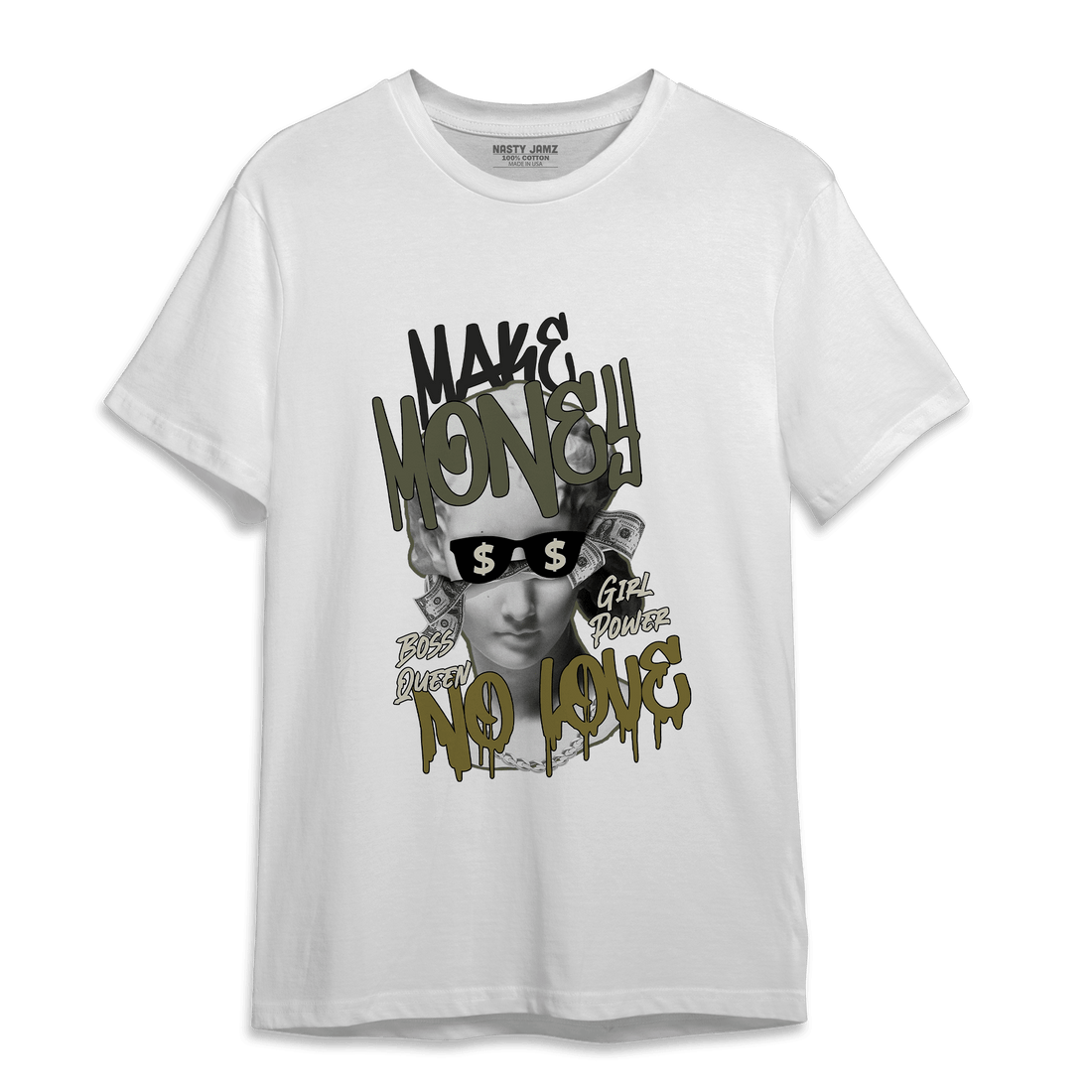 SE Craft Medium Olive 4s T Shirt Match Make Money No Love - NastyJamz