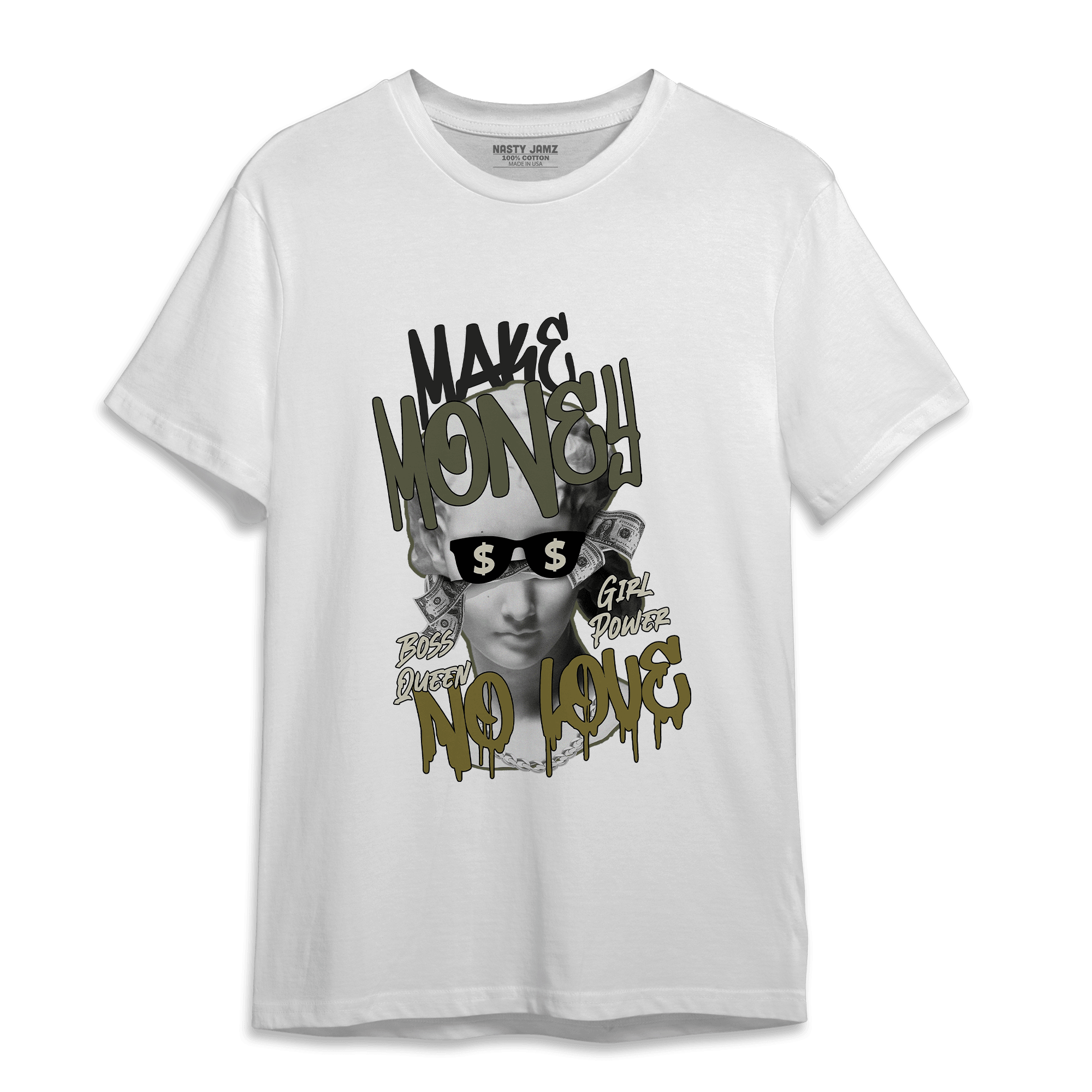 SE Craft Medium Olive 4s T Shirt Match Make Money No Love - NastyJamz