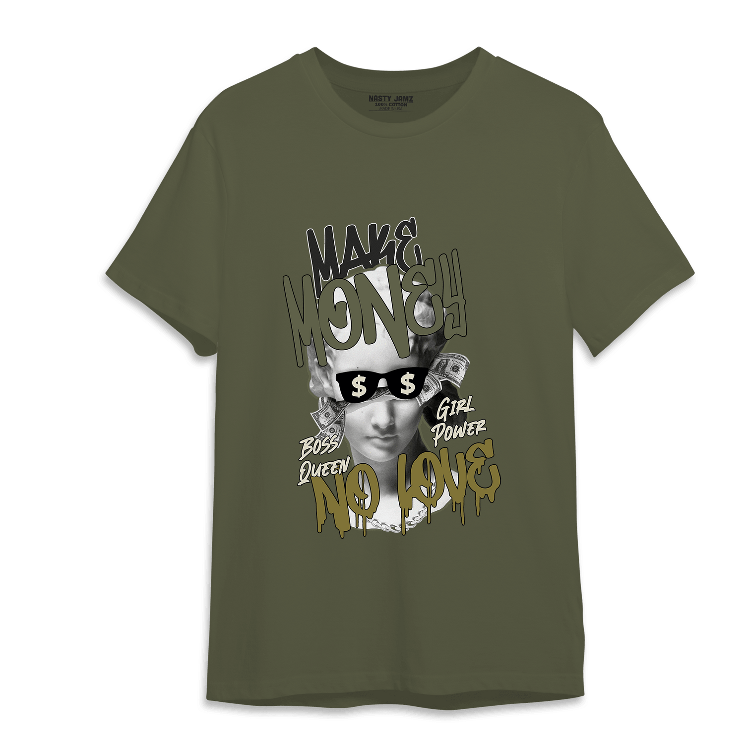 SE Craft Medium Olive 4s T Shirt Match Make Money No Love - NastyJamz