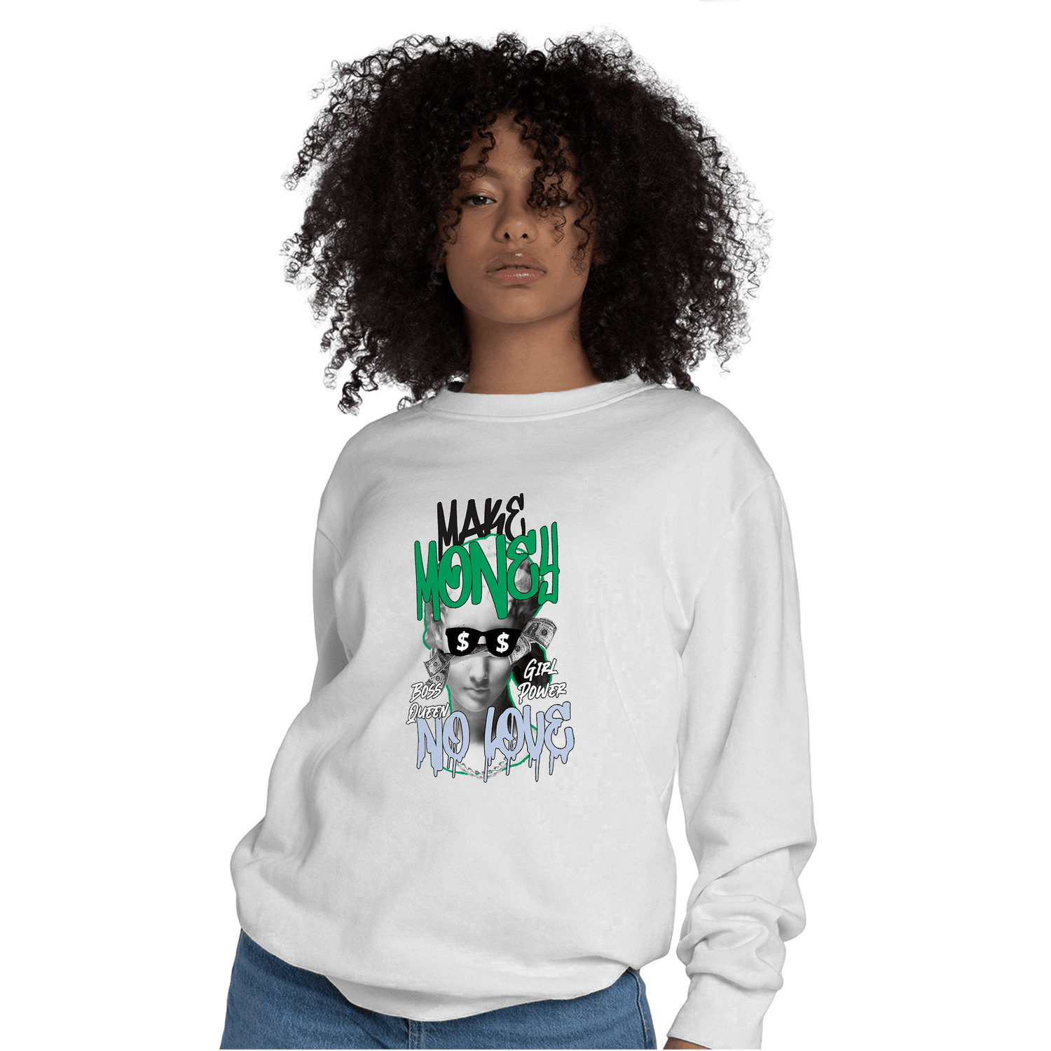 Lucky Green 5s Sweatshirt Match Make Money No Love - NastyJamz