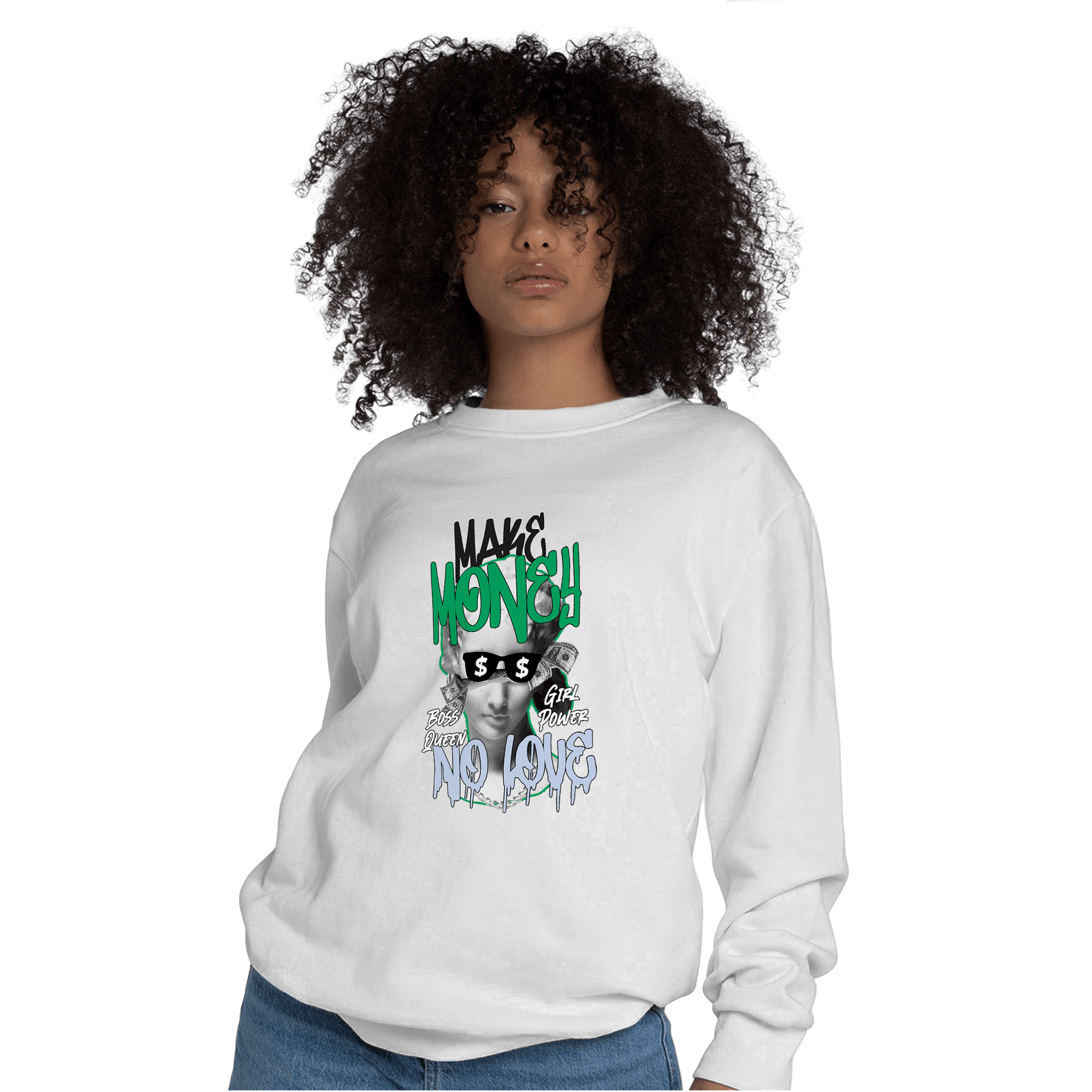 Lucky Green 5s Sweatshirt Match Make Money No Love - NastyJamz