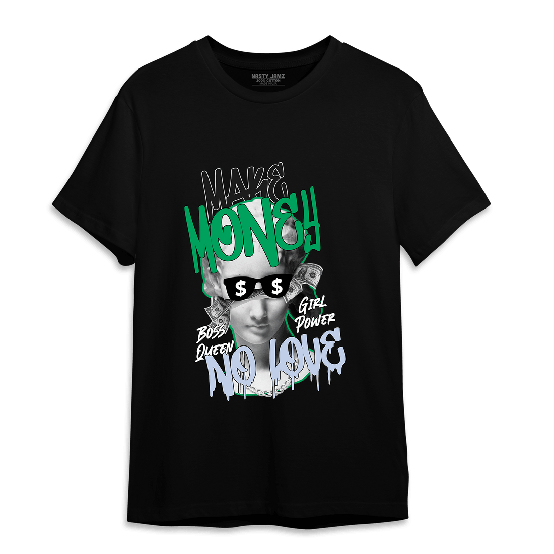 Lucky Green 5s T Shirt Match Make Money No Love - NastyJamz