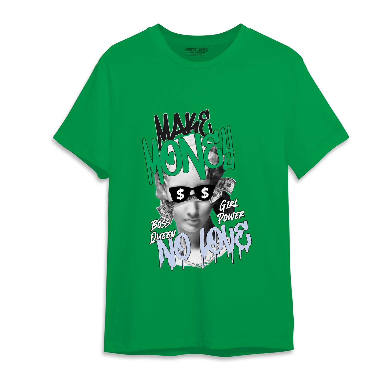 Lucky Green 5s T Shirt Match Make Money No Love - NastyJamz