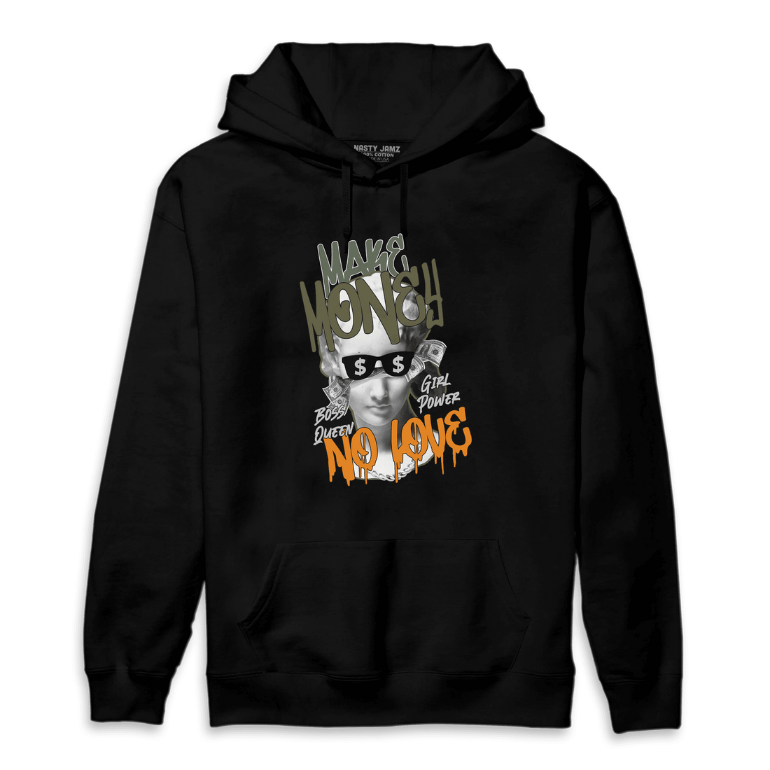 Olive 5s Hoodie Match Make Money No Love - NastyJamz