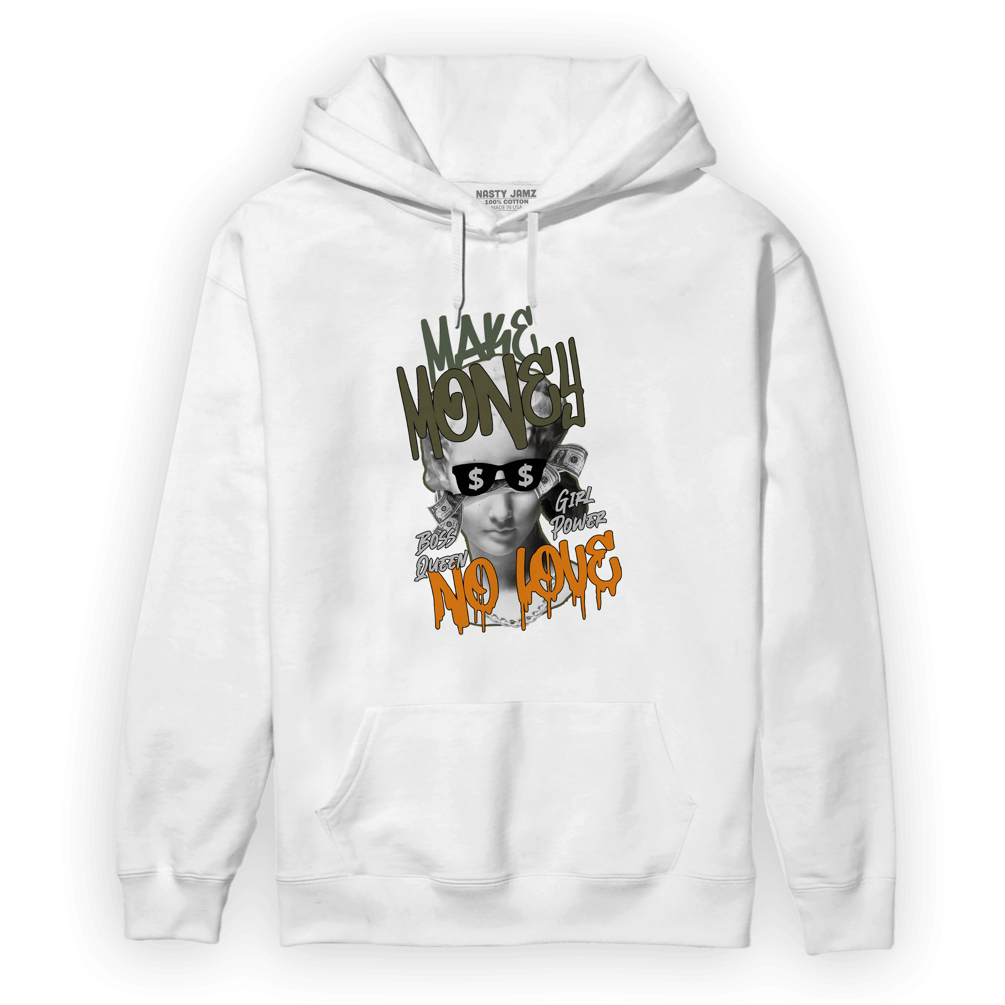 Olive 5s Hoodie Match Make Money No Love - NastyJamz