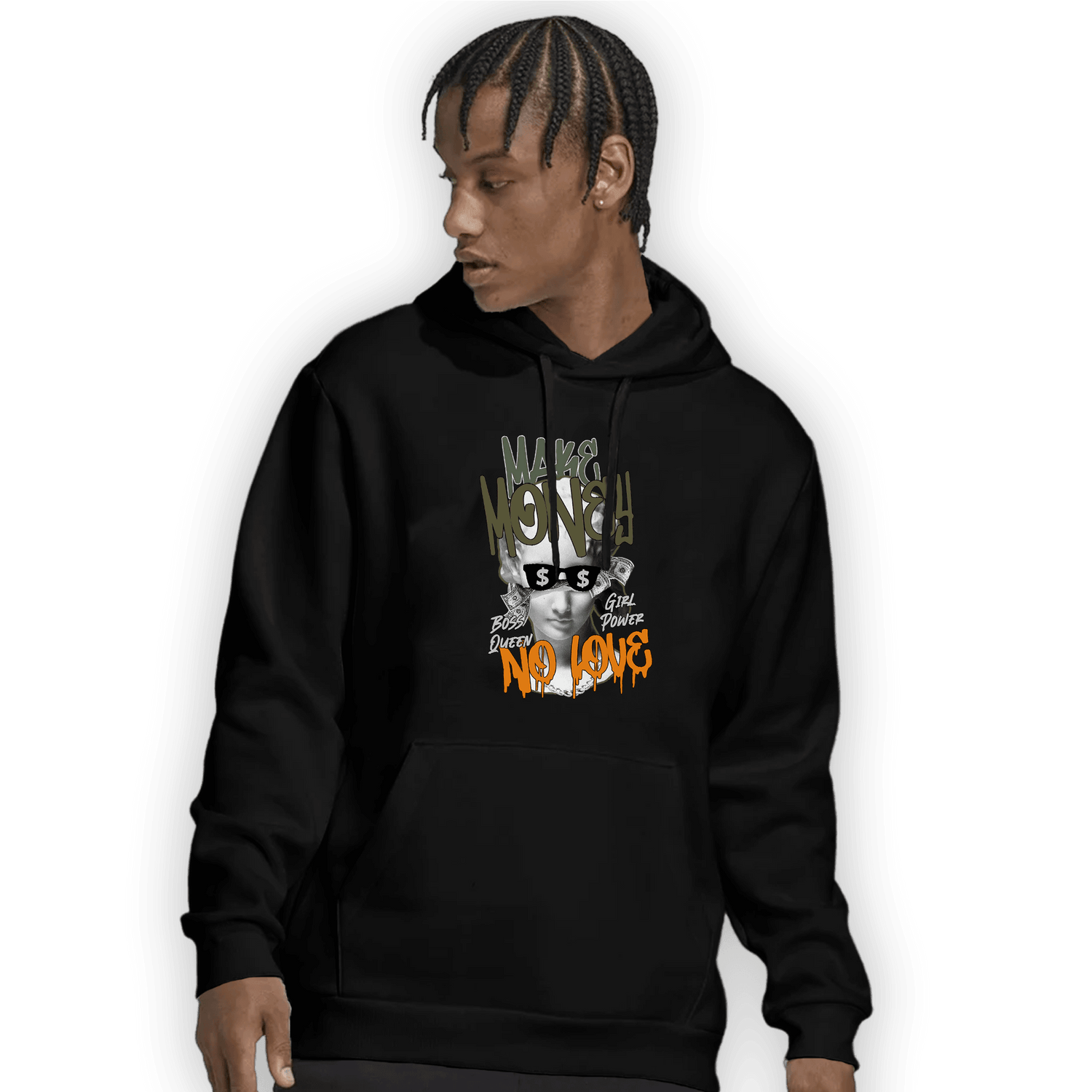 Olive 5s Hoodie Match Make Money No Love - NastyJamz