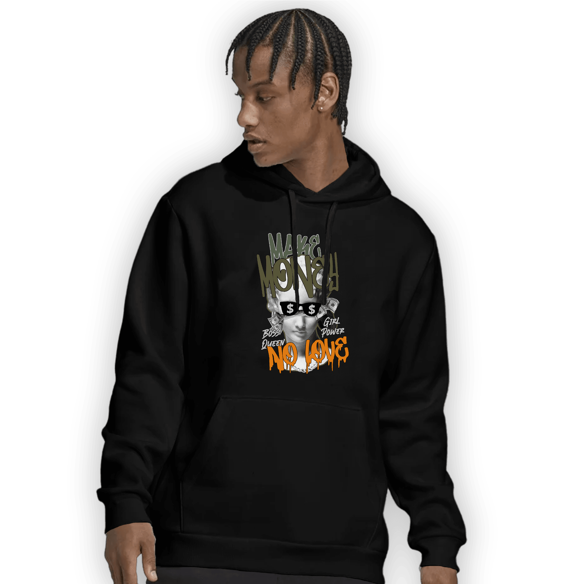 Olive 5s Hoodie Match Make Money No Love - NastyJamz