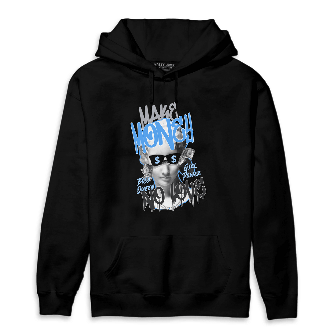 University Blue 5s Hoodie Match Make Money No Love - NastyJamz