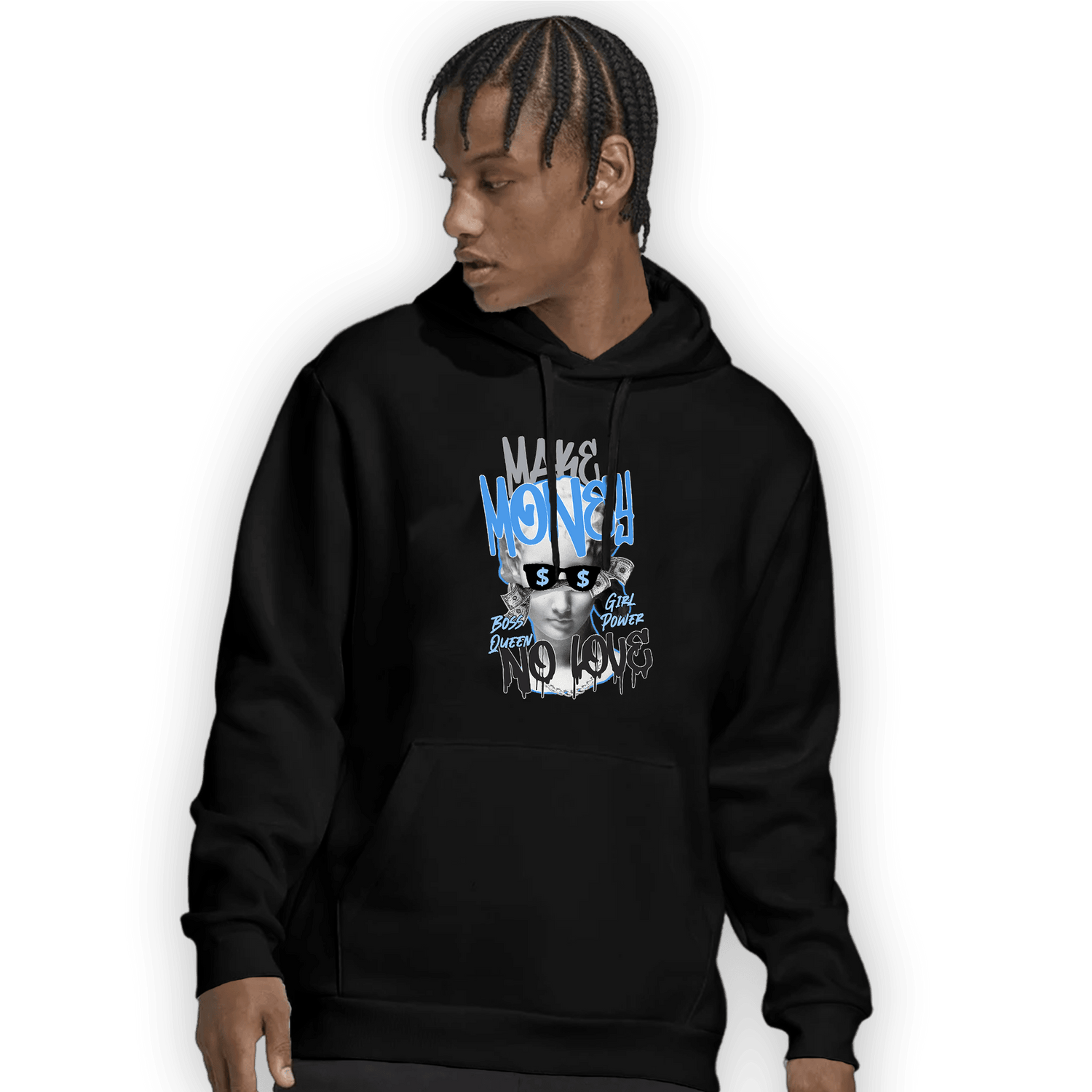 University Blue 5s Hoodie Match Make Money No Love - NastyJamz