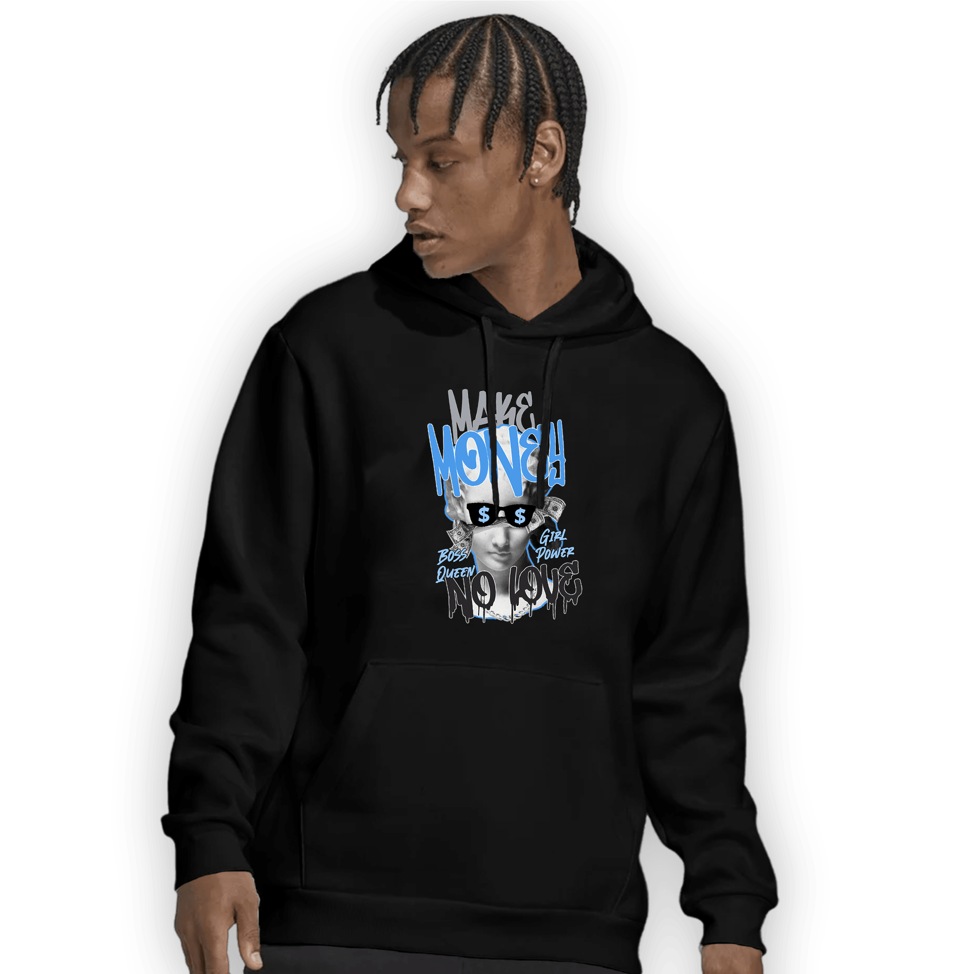 University Blue 5s Hoodie Match Make Money No Love - NastyJamz