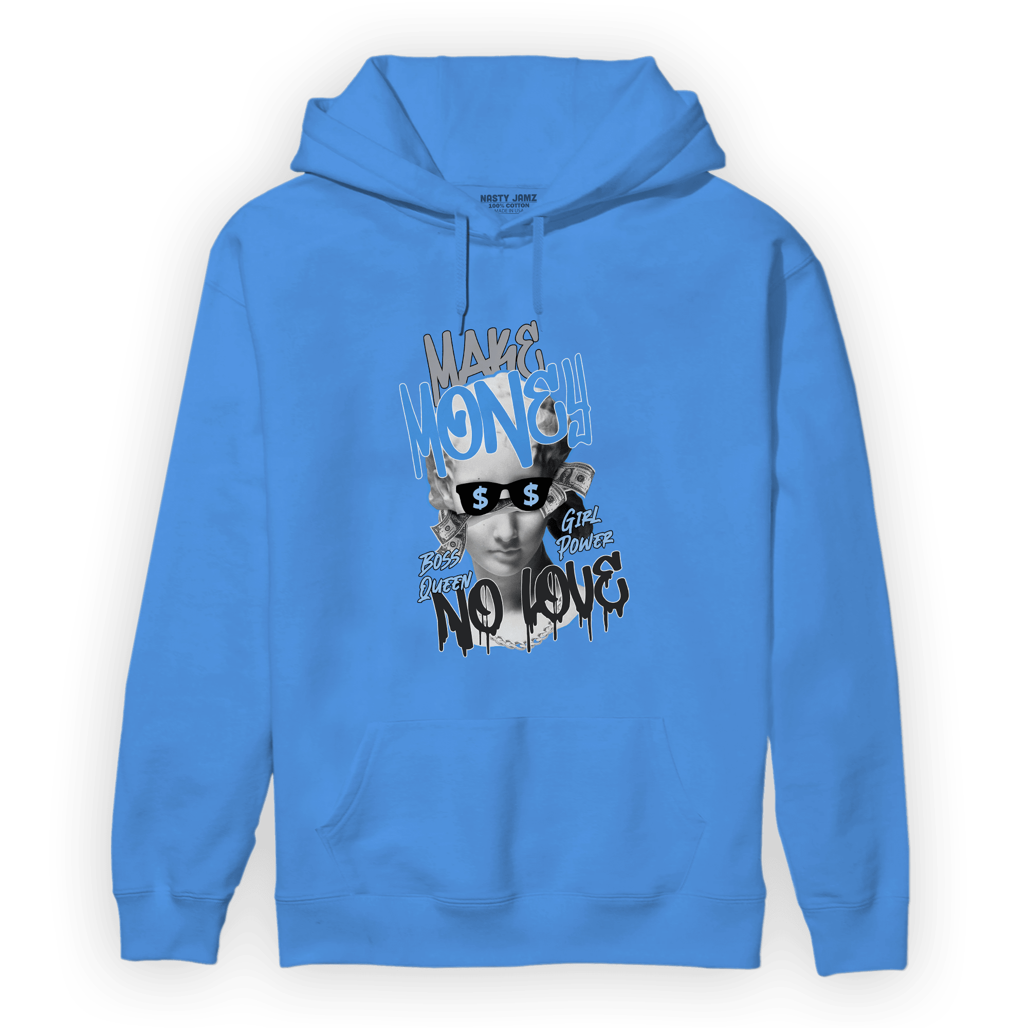 University Blue 5s Hoodie Match Make Money No Love - NastyJamz