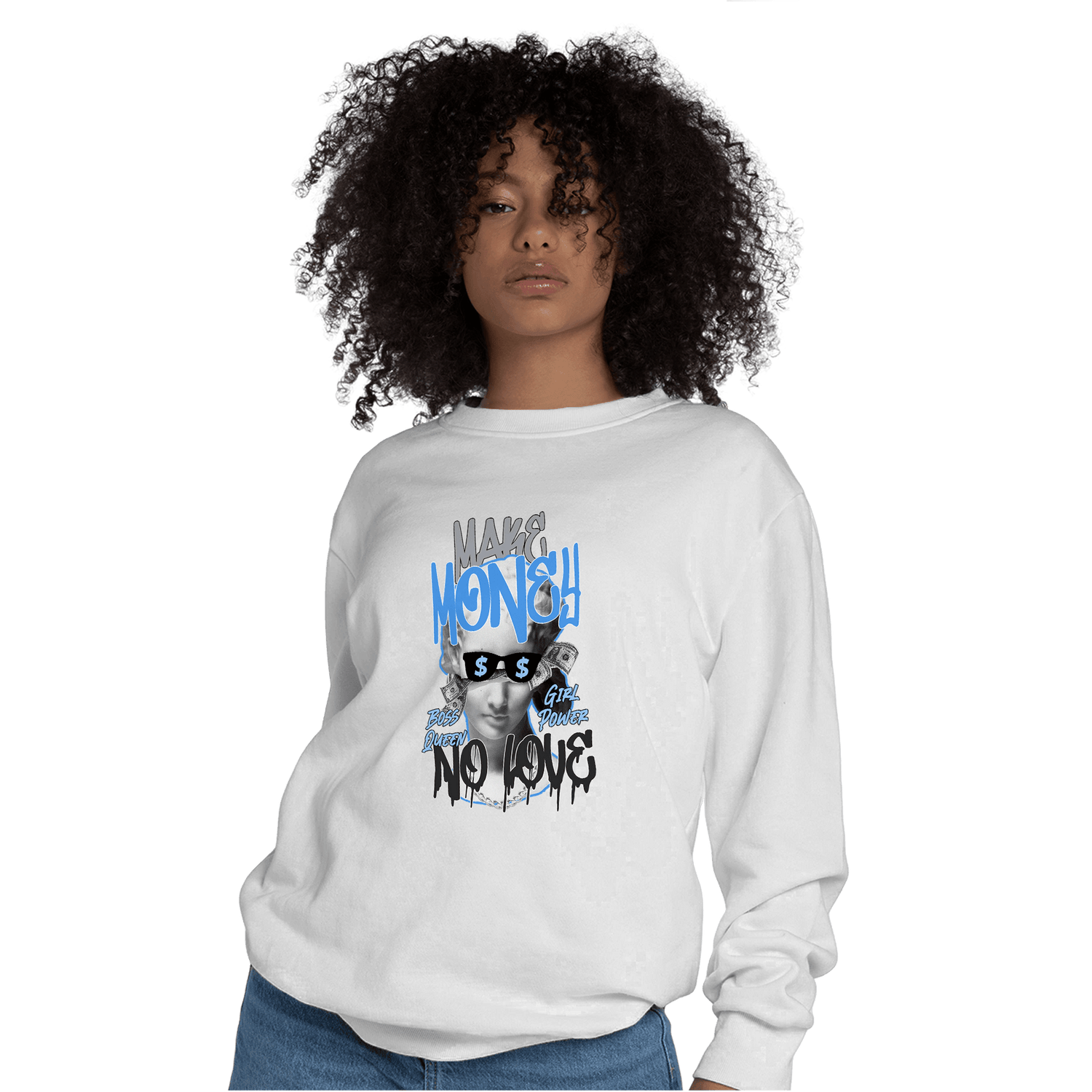 University Blue 5s Sweatshirt Match Make Money No Love - NastyJamz