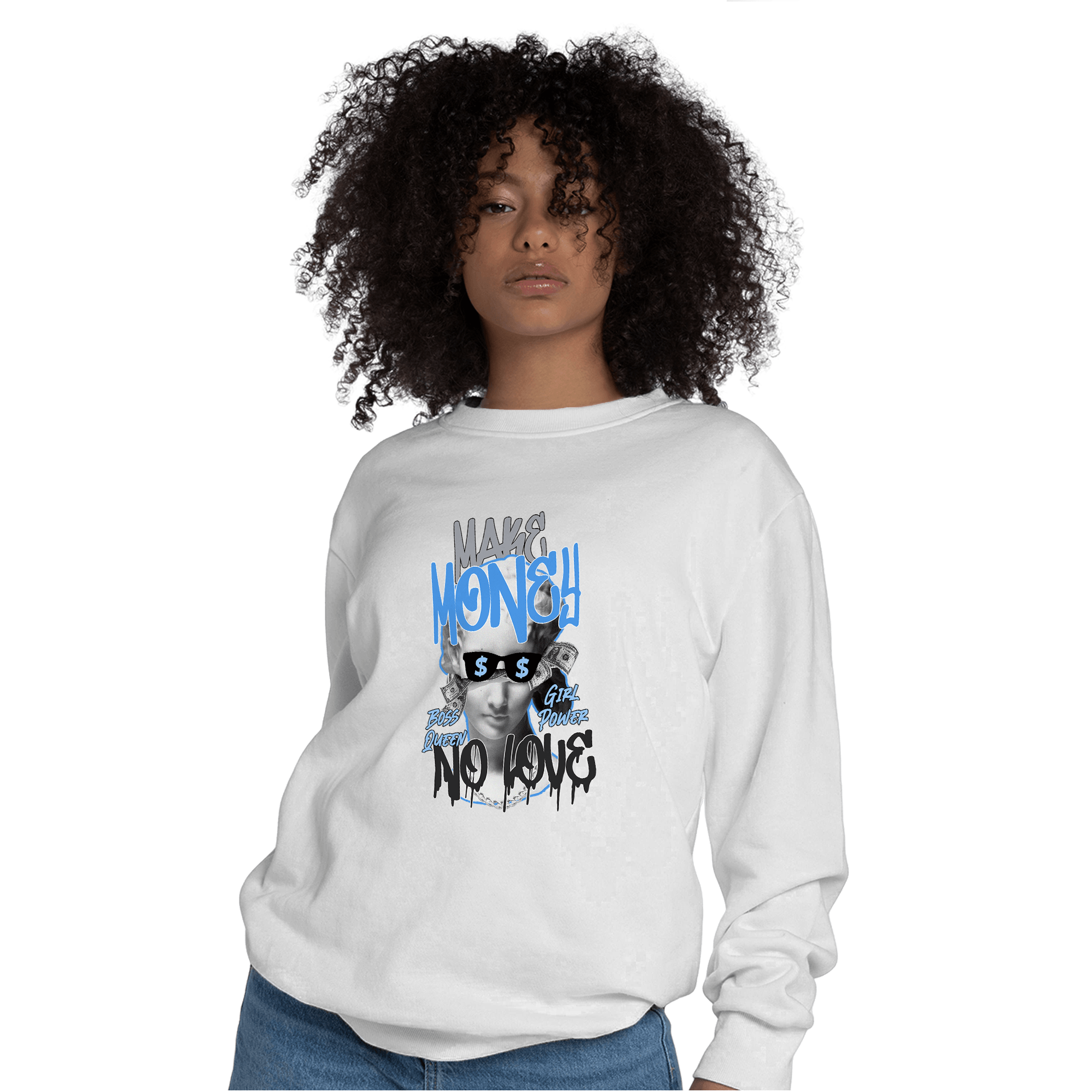 University Blue 5s Sweatshirt Match Make Money No Love - NastyJamz