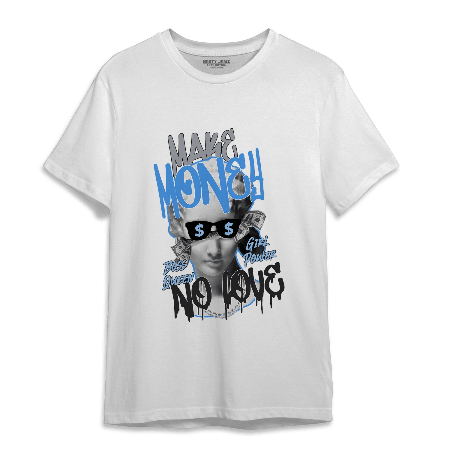 University Blue 5s T Shirt Match Make Money No Love - NastyJamz