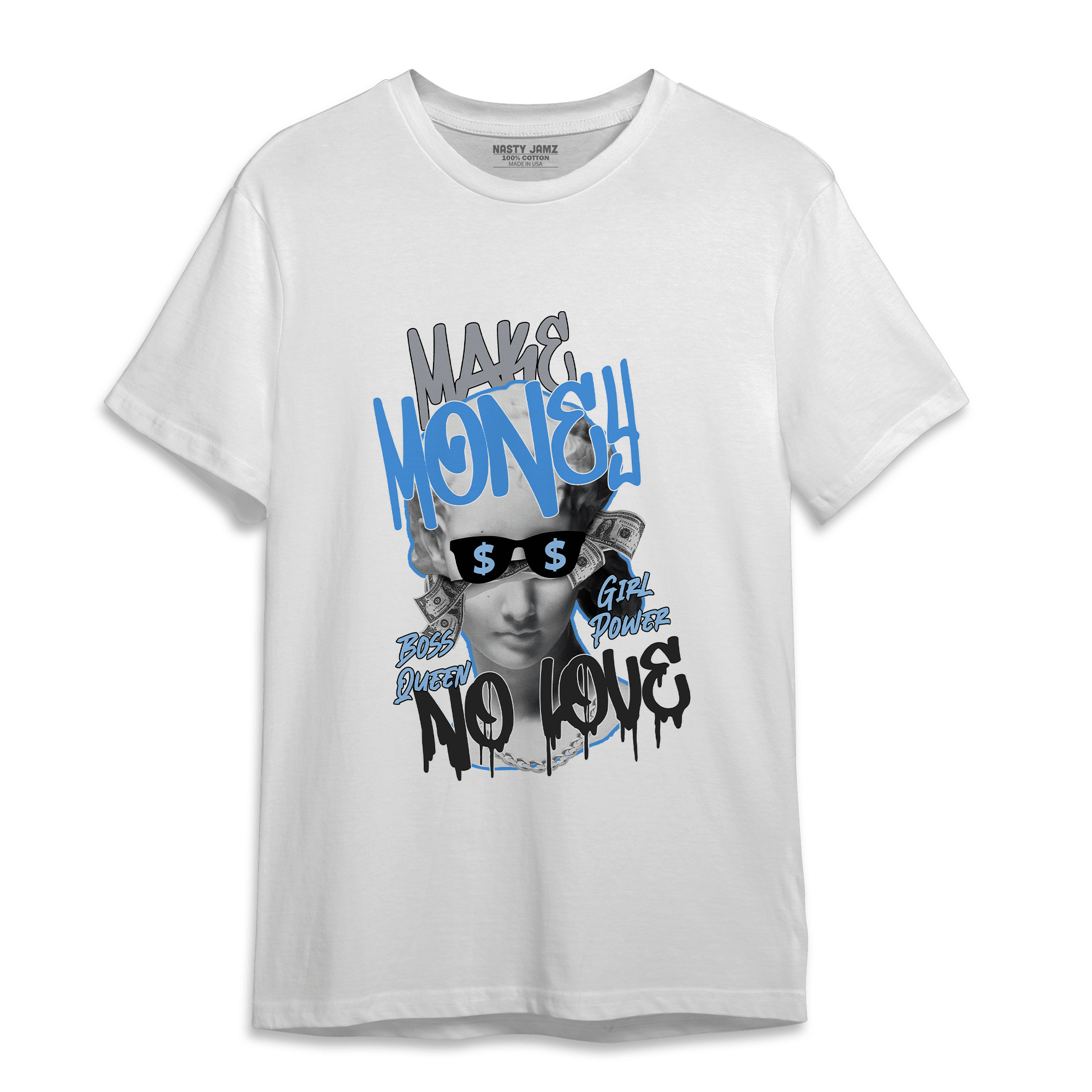 University Blue 5s T Shirt Match Make Money No Love - NastyJamz