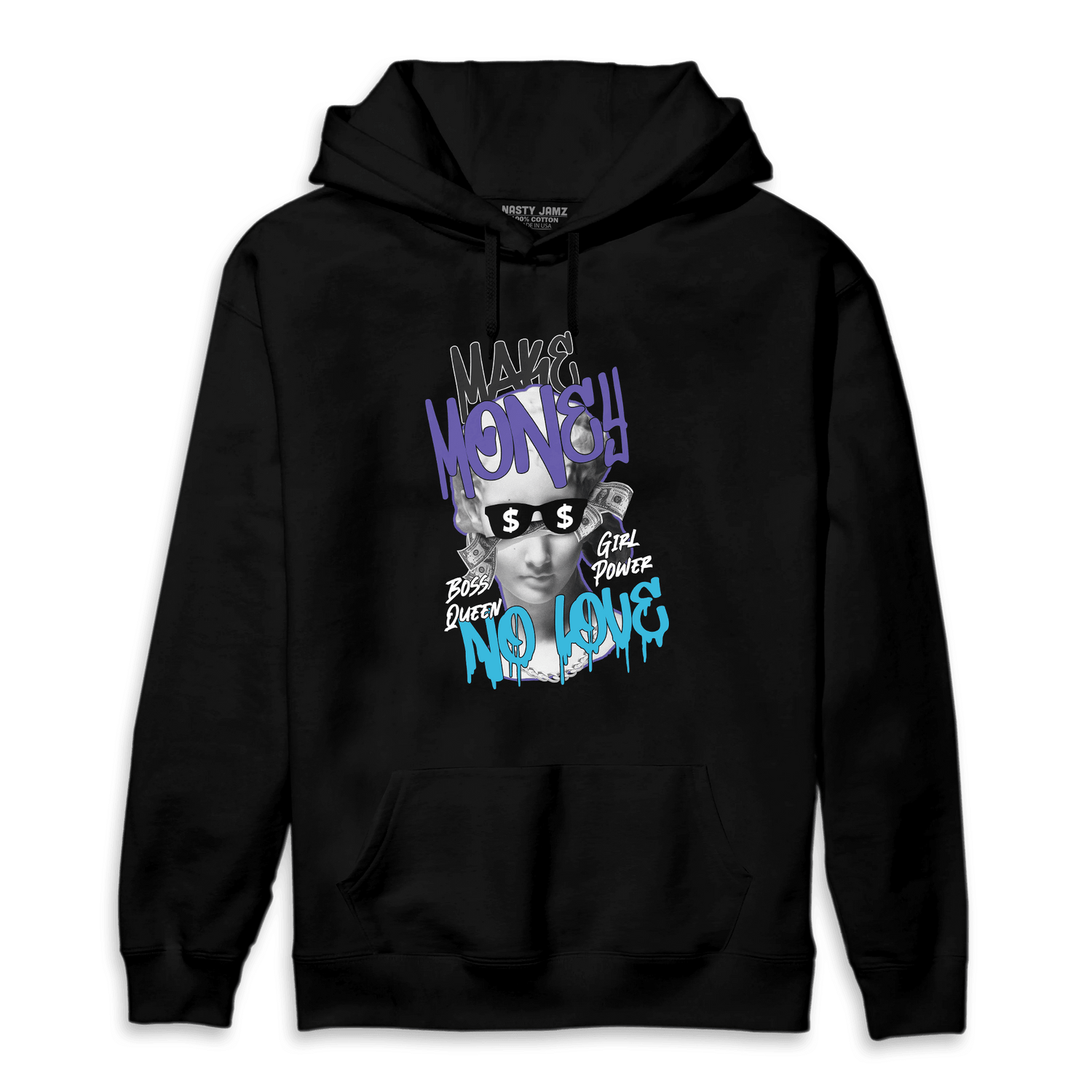 Aqua 6s Hoodie Match Make Money No Love - NastyJamz