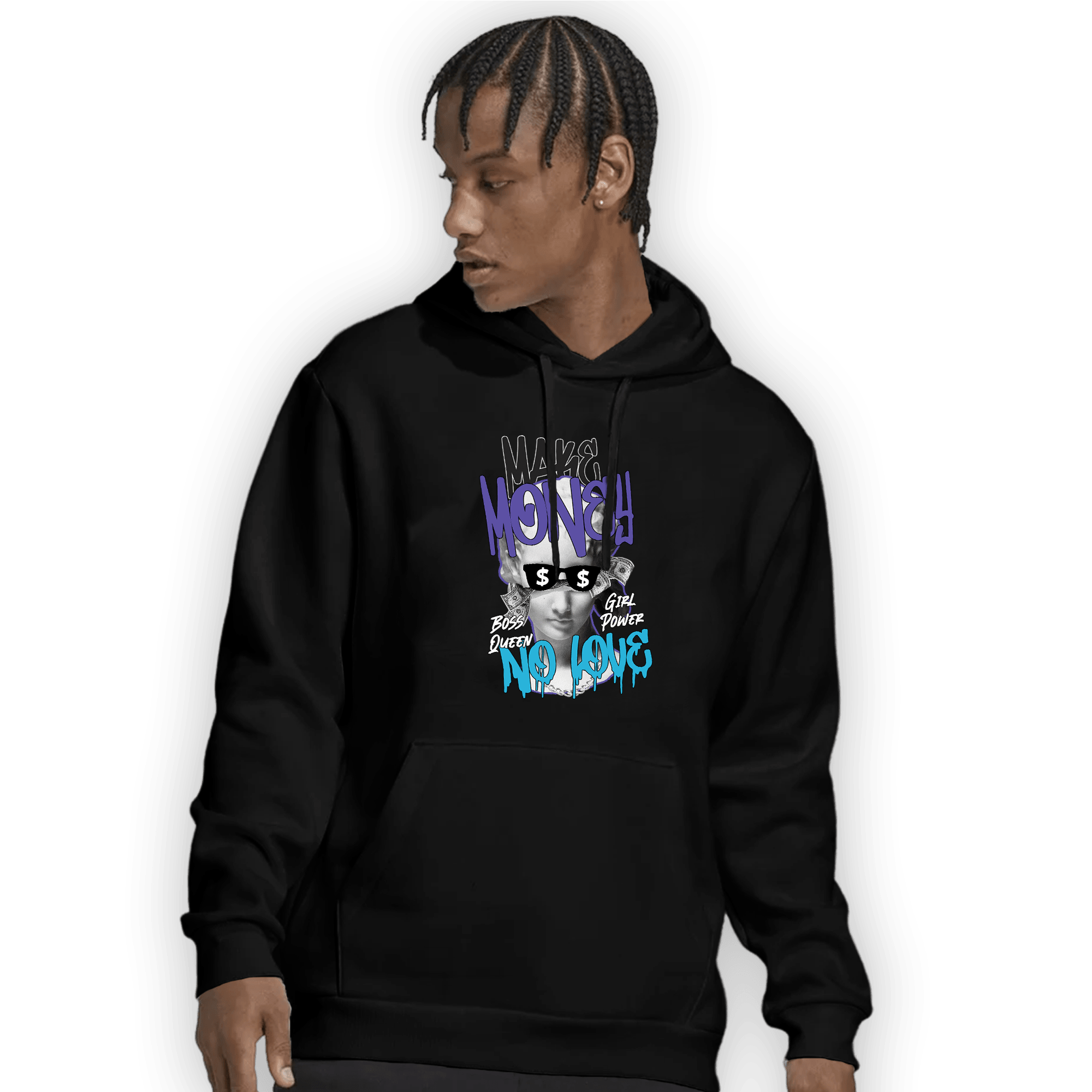 Aqua 6s Hoodie Match Make Money No Love - NastyJamz