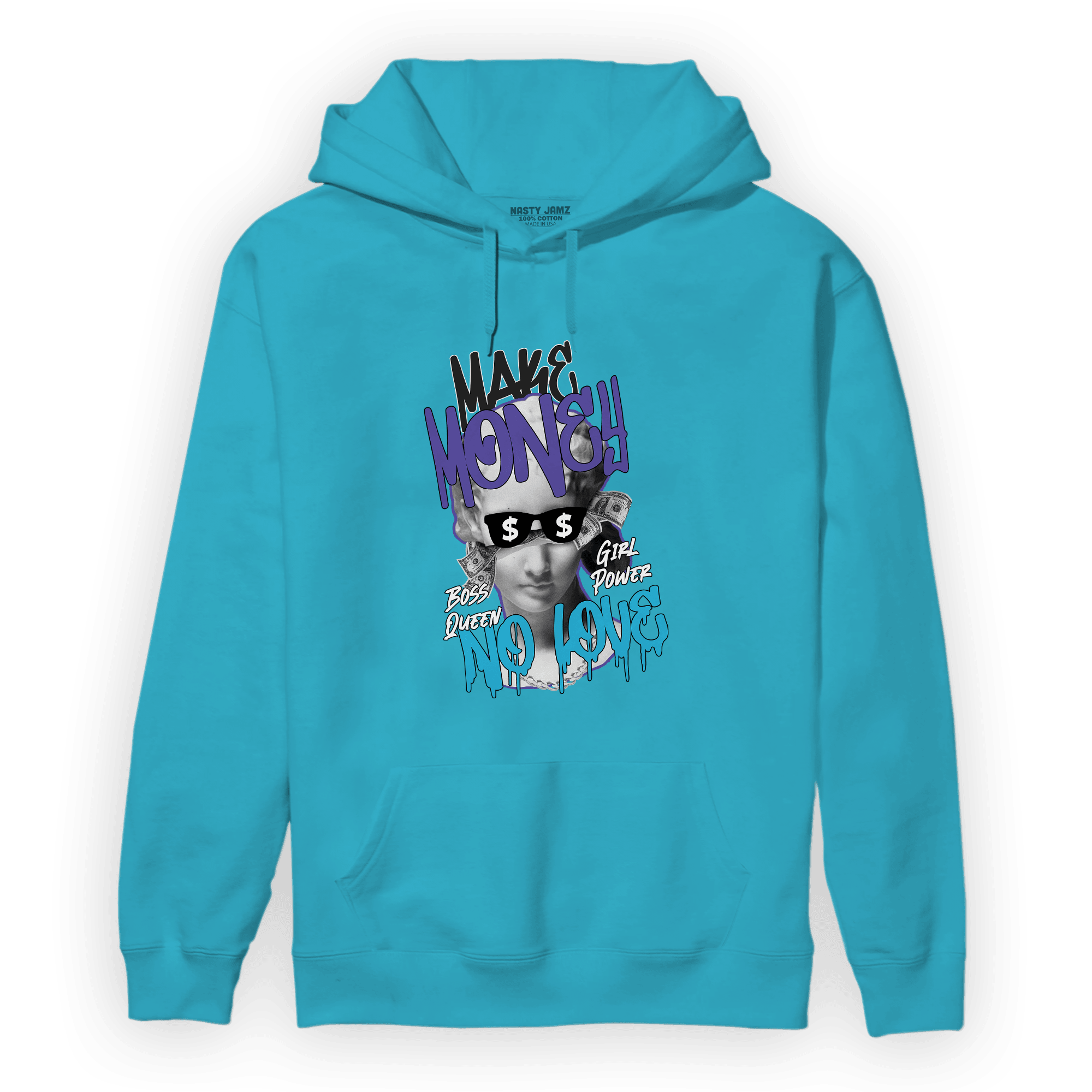 Aqua 6s Hoodie Match Make Money No Love - NastyJamz