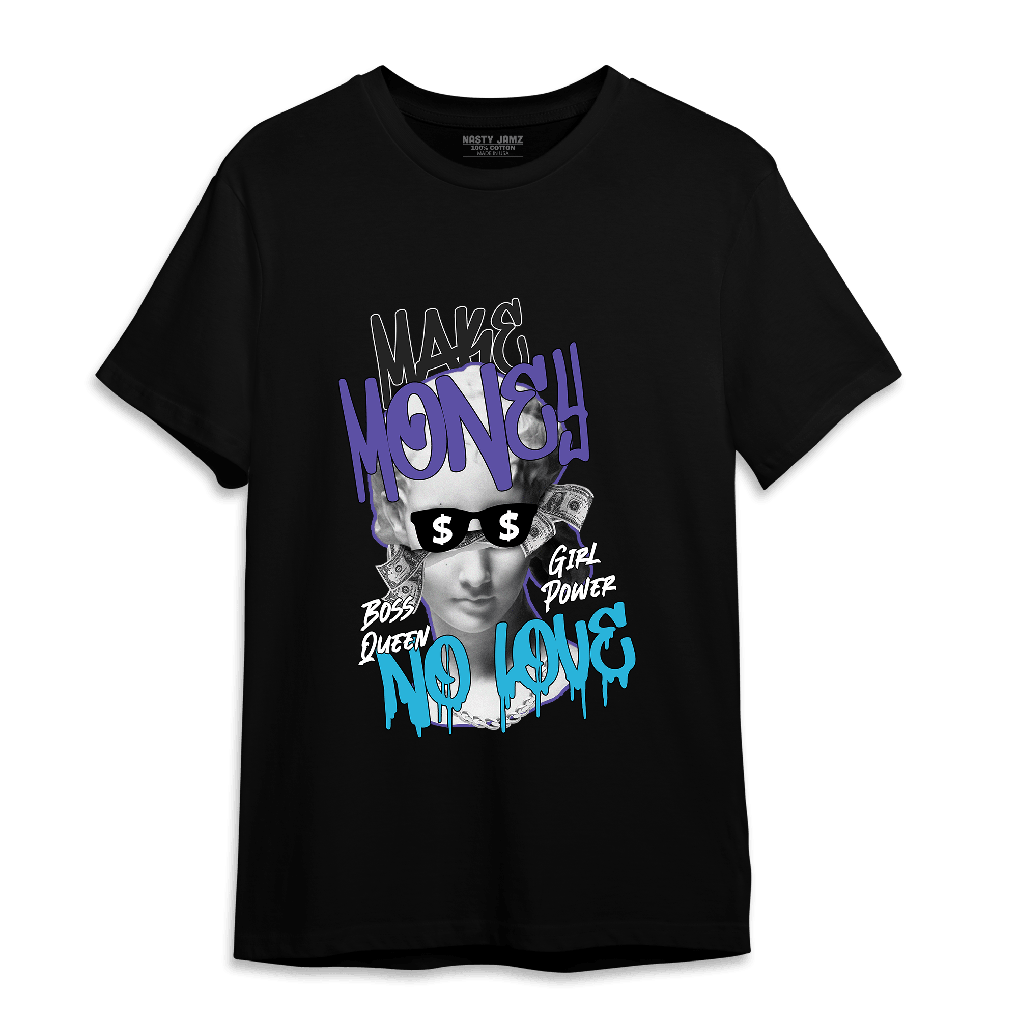 Aqua 6s T Shirt Match Make Money No Love - NastyJamz