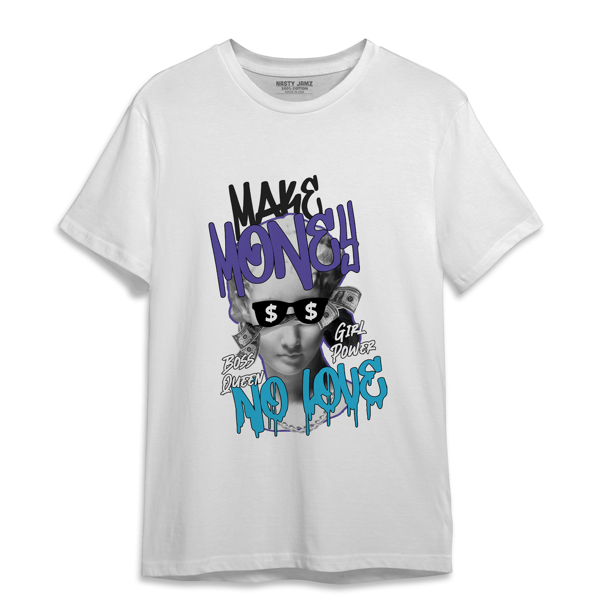 Aqua 6s T Shirt Match Make Money No Love - NastyJamz