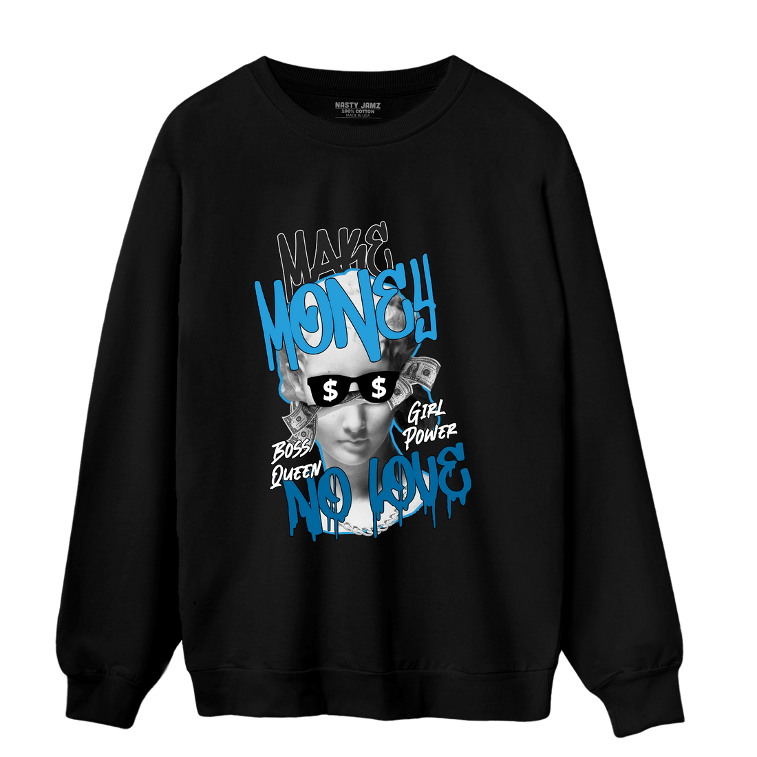 Powder Blue 9s Sweatshirt Match Make Money No Love - NastyJamz