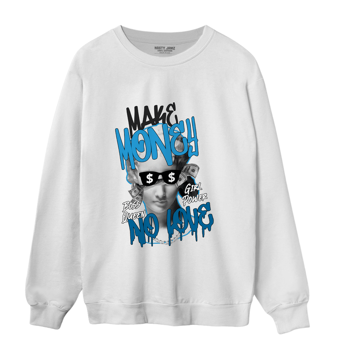 Powder Blue 9s Sweatshirt Match Make Money No Love - NastyJamz