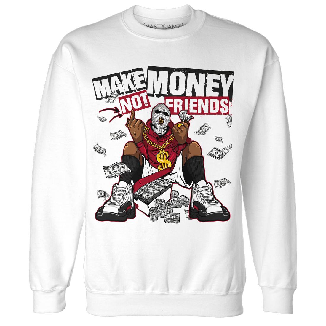 Retro Red Taxi 12s Sweatshirt Match Make Money Not Friends - NastyJamz