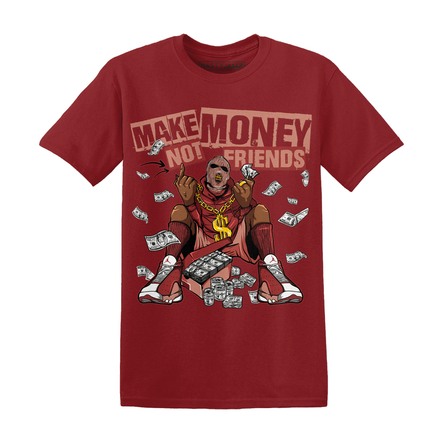 Dune Red 13s T Shirt Match Make Money Not Friends - NastyJamz