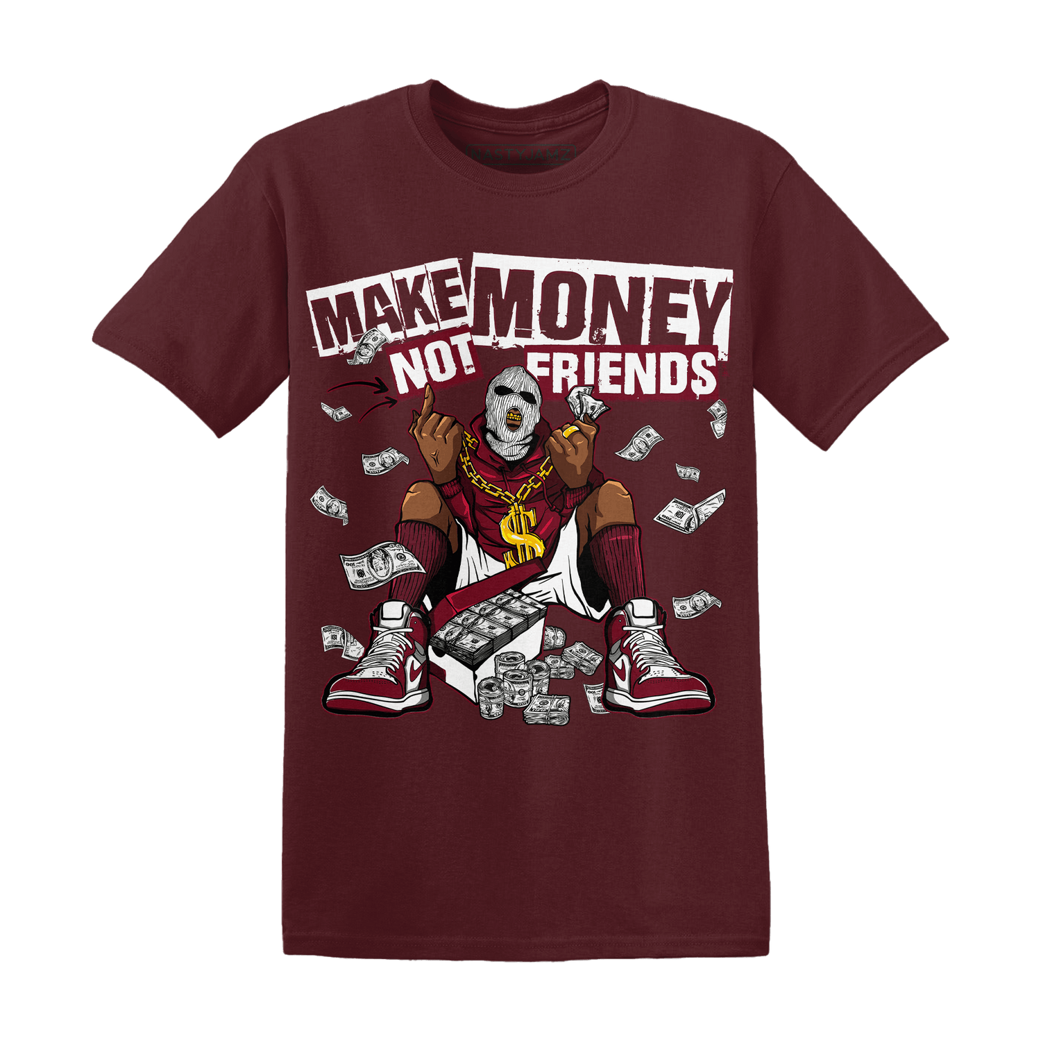 High White Team Red 1s T Shirt Match Make Money Not Friends - NastyJamz