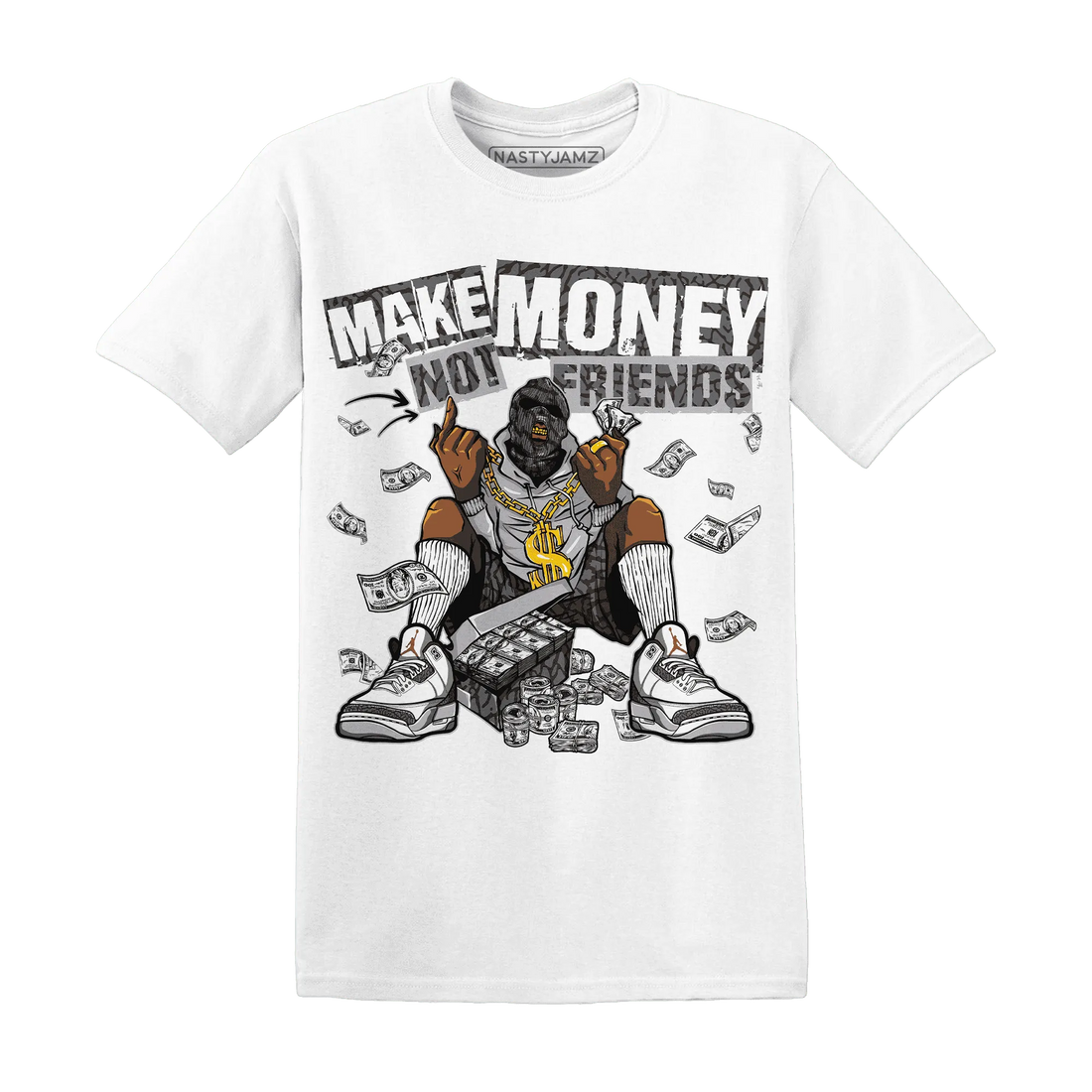 Cement-Grey-3s-T-Shirt-Match-Make-Money-Not-Friends