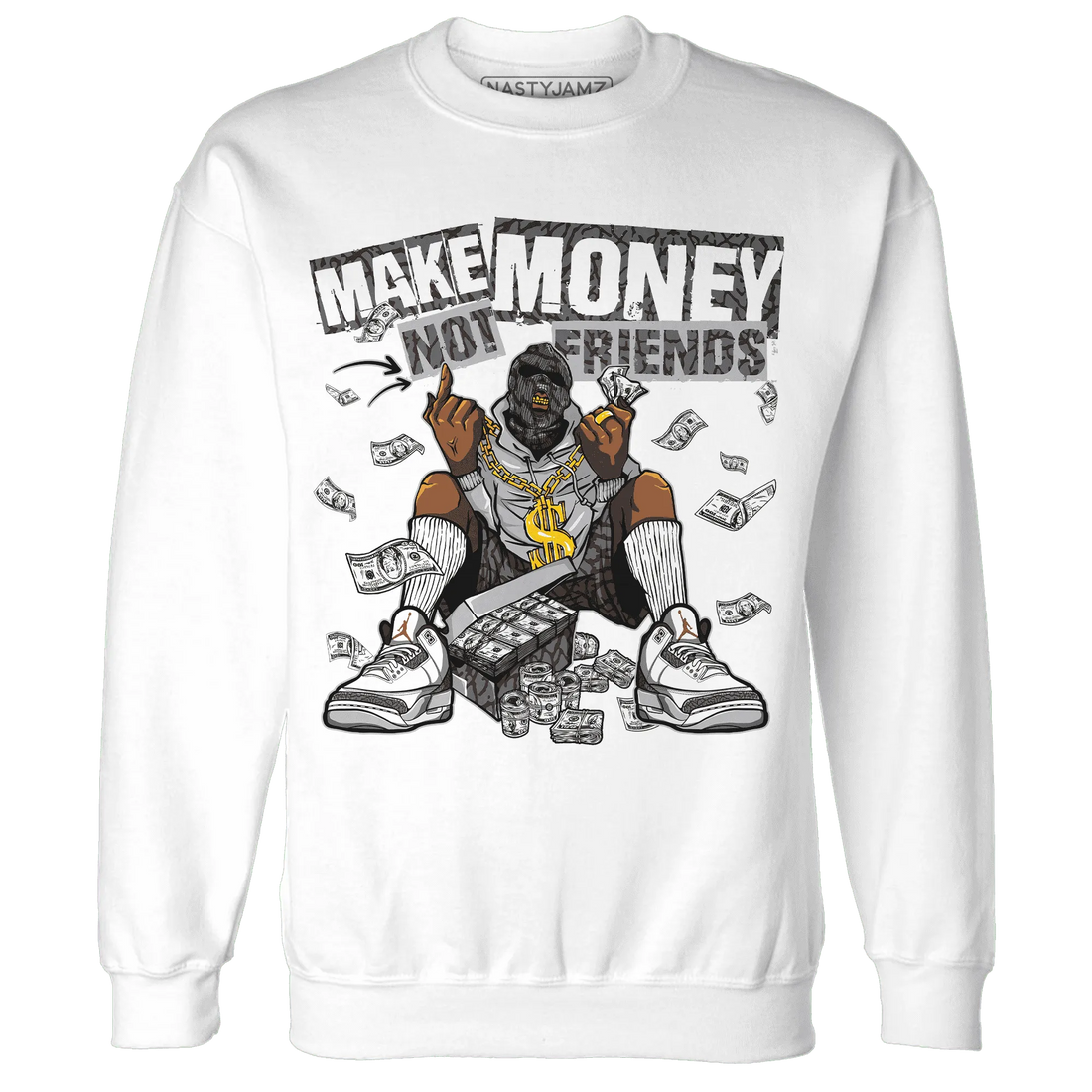 Cement-Grey-3s-Sweatshirt-Match-Make-Money-Not-Friends