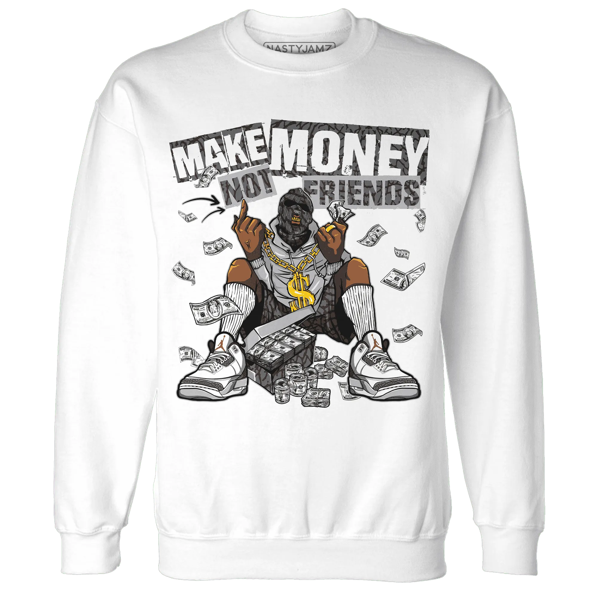 Cement-Grey-3s-Sweatshirt-Match-Make-Money-Not-Friends