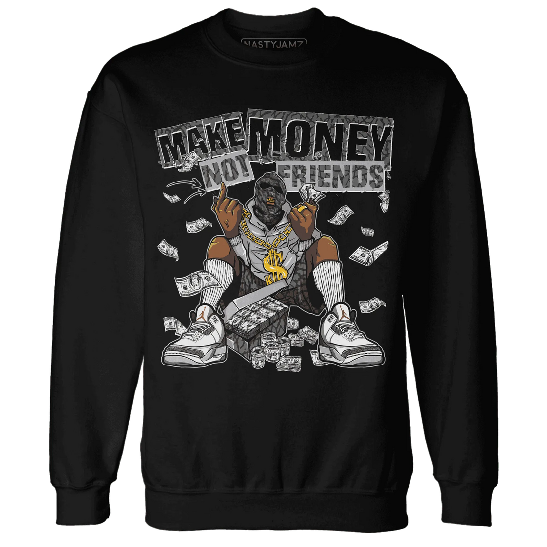 Cement-Grey-3s-Sweatshirt-Match-Make-Money-Not-Friends