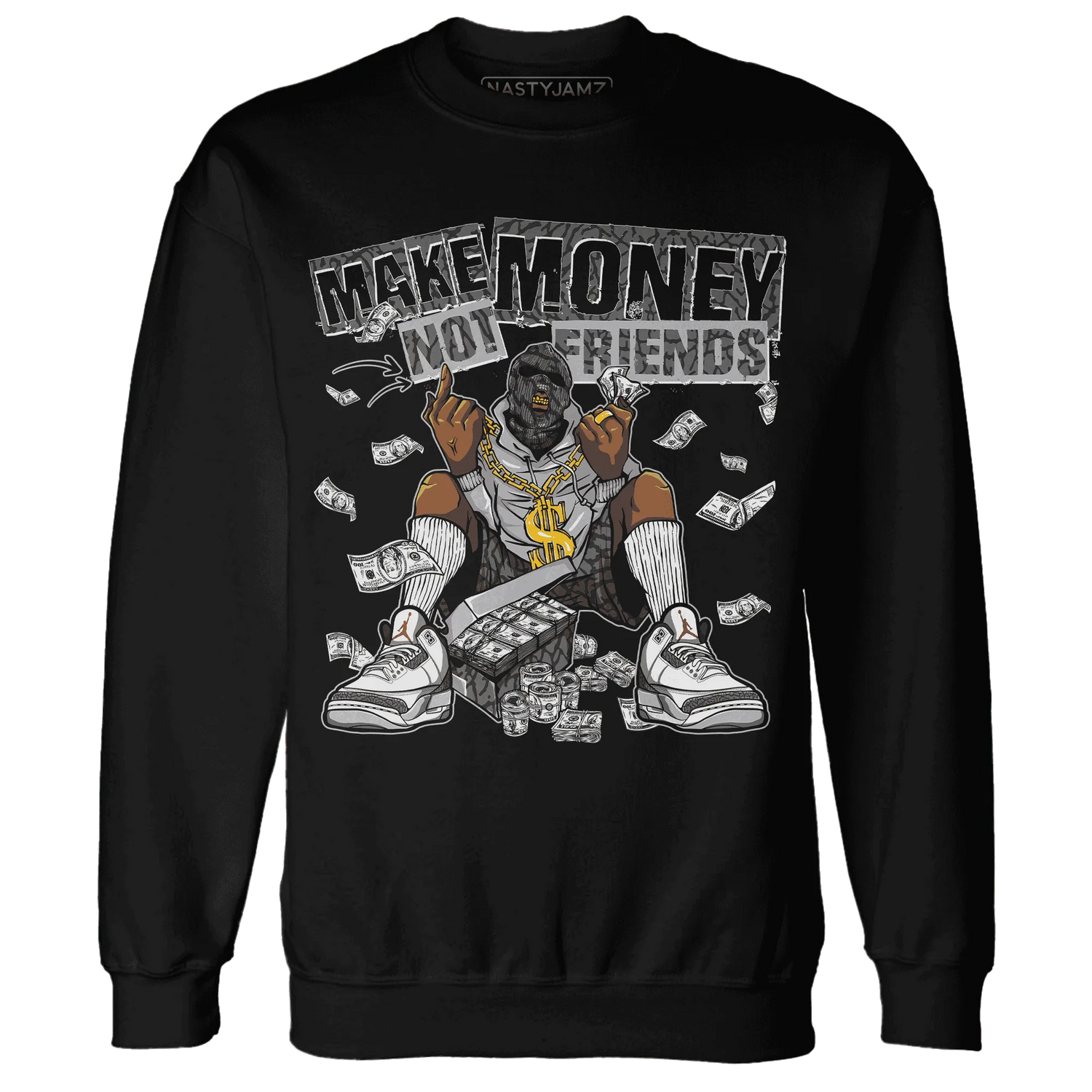 Cement-Grey-3s-Sweatshirt-Match-Make-Money-Not-Friends