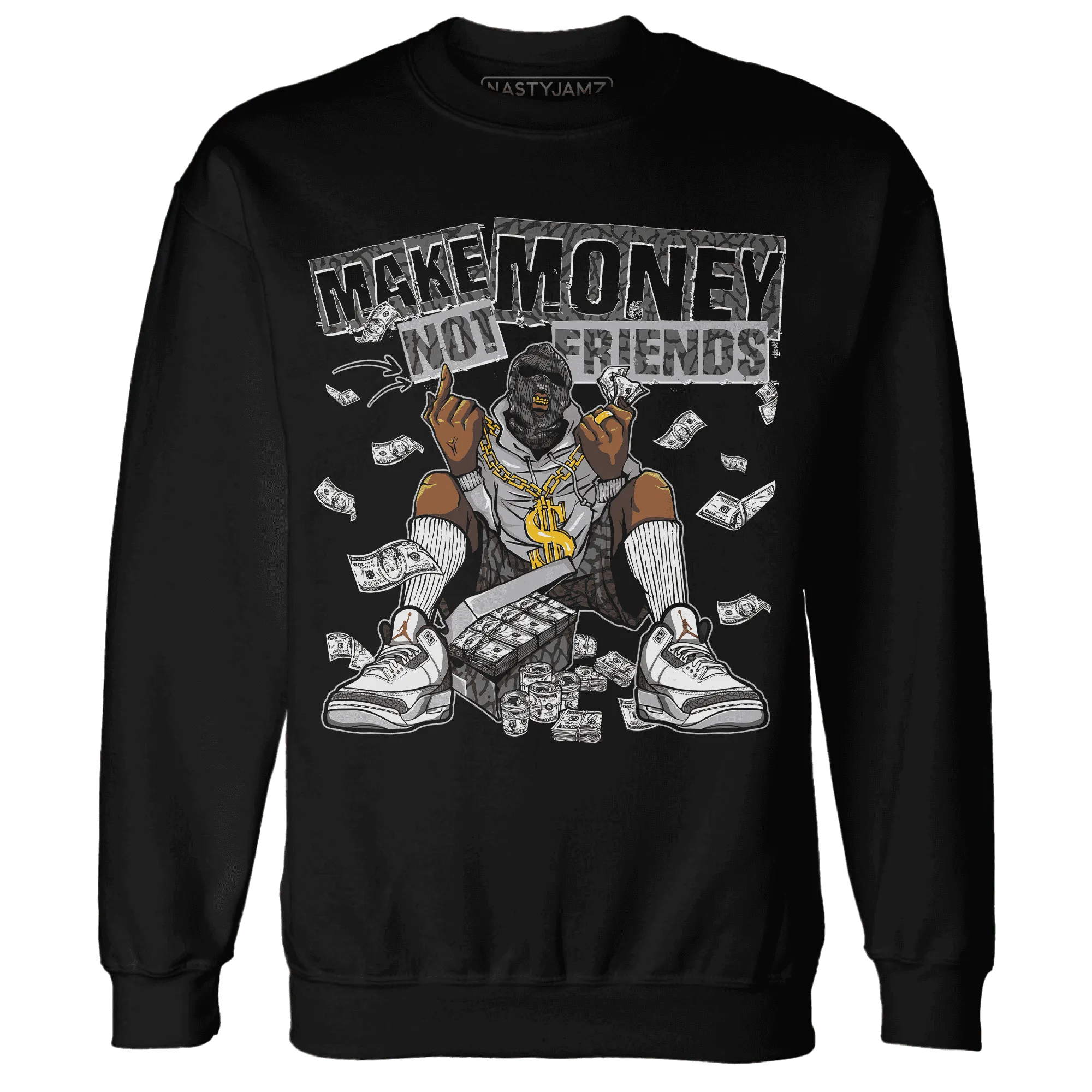 Cement-Grey-3s-Sweatshirt-Match-Make-Money-Not-Friends