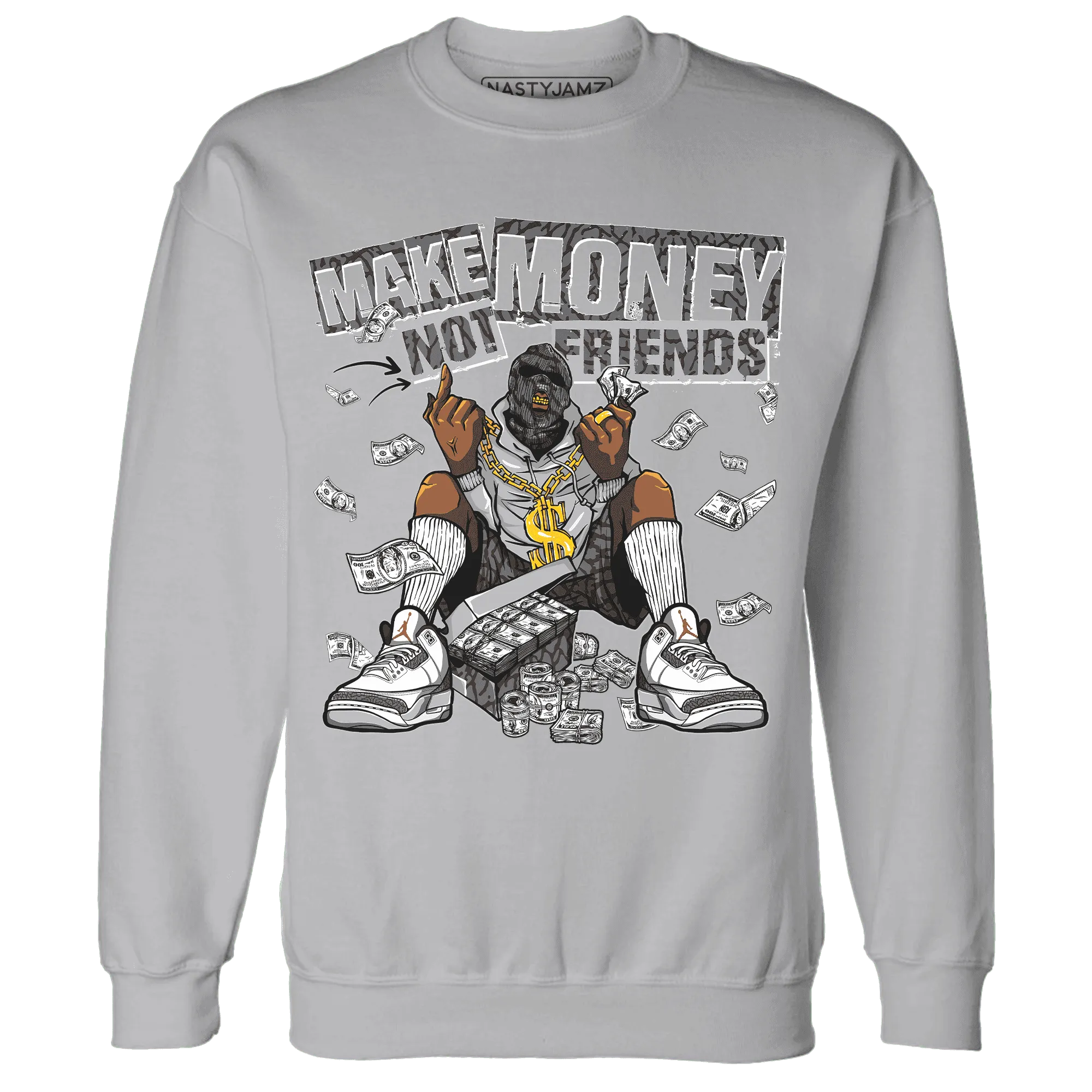 Cement-Grey-3s-Sweatshirt-Match-Make-Money-Not-Friends